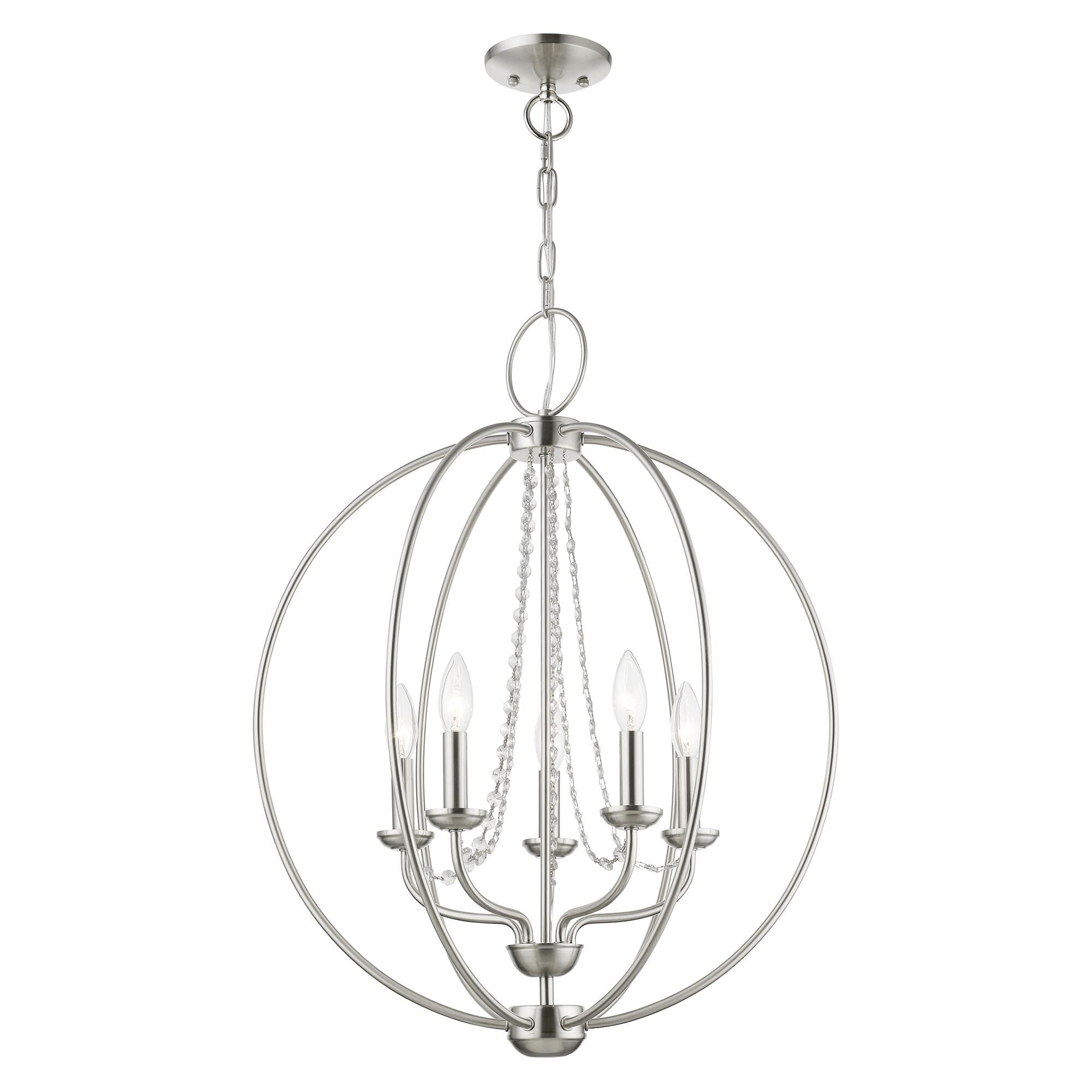 Shown in Brushed Nickel finish and Clear Crystals shade