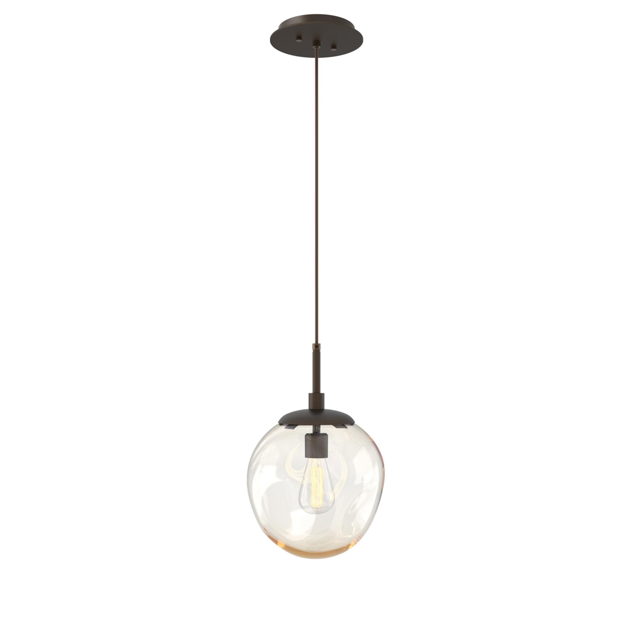 Shown in Flat Bronze finish and Blown Amber glass