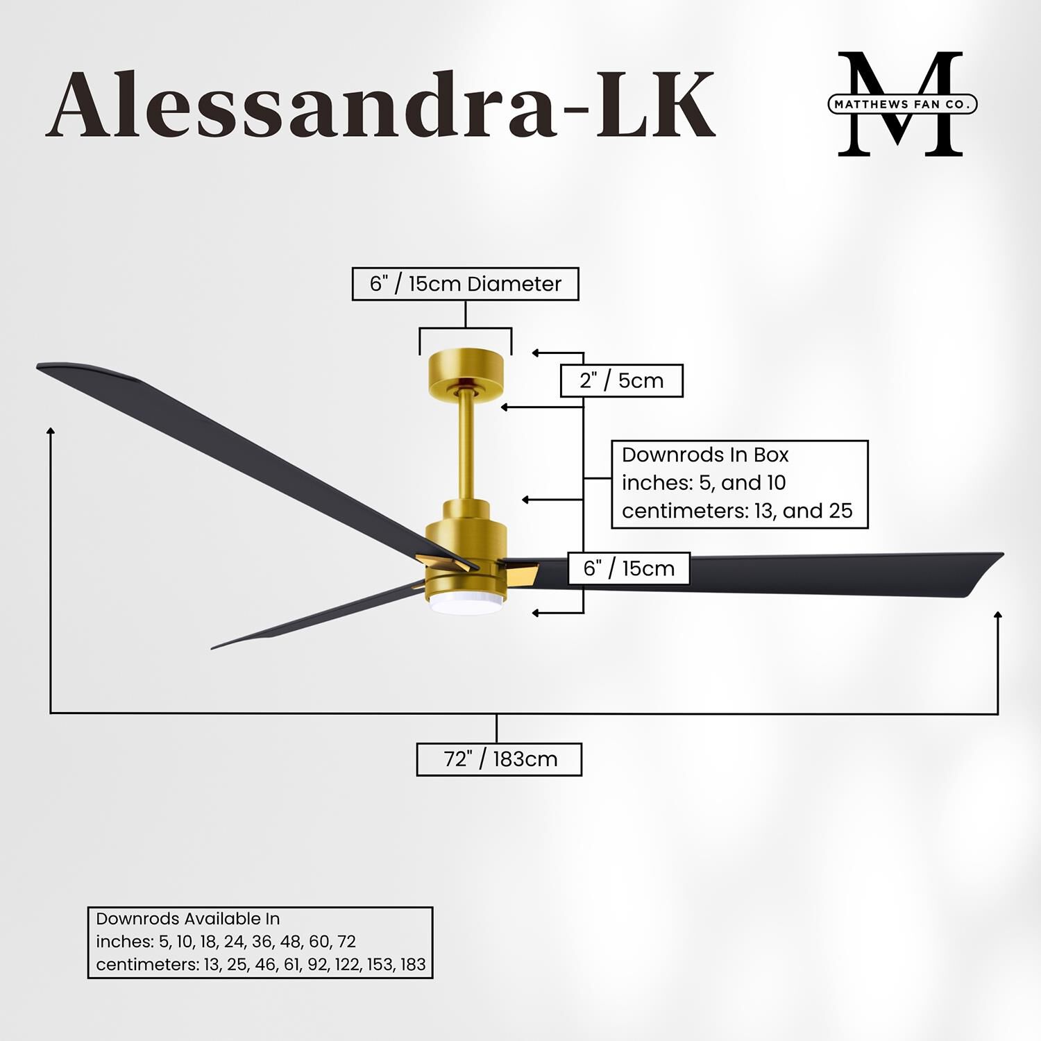 Alessandra 72 Inch Ceiling Fan by Matthews Fan Company