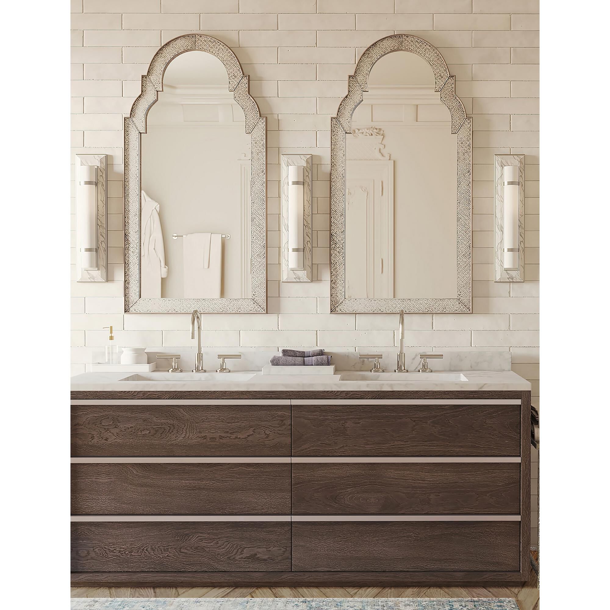 Shown in Natural Alabaster-Polished Nickel-Opaque-White finish