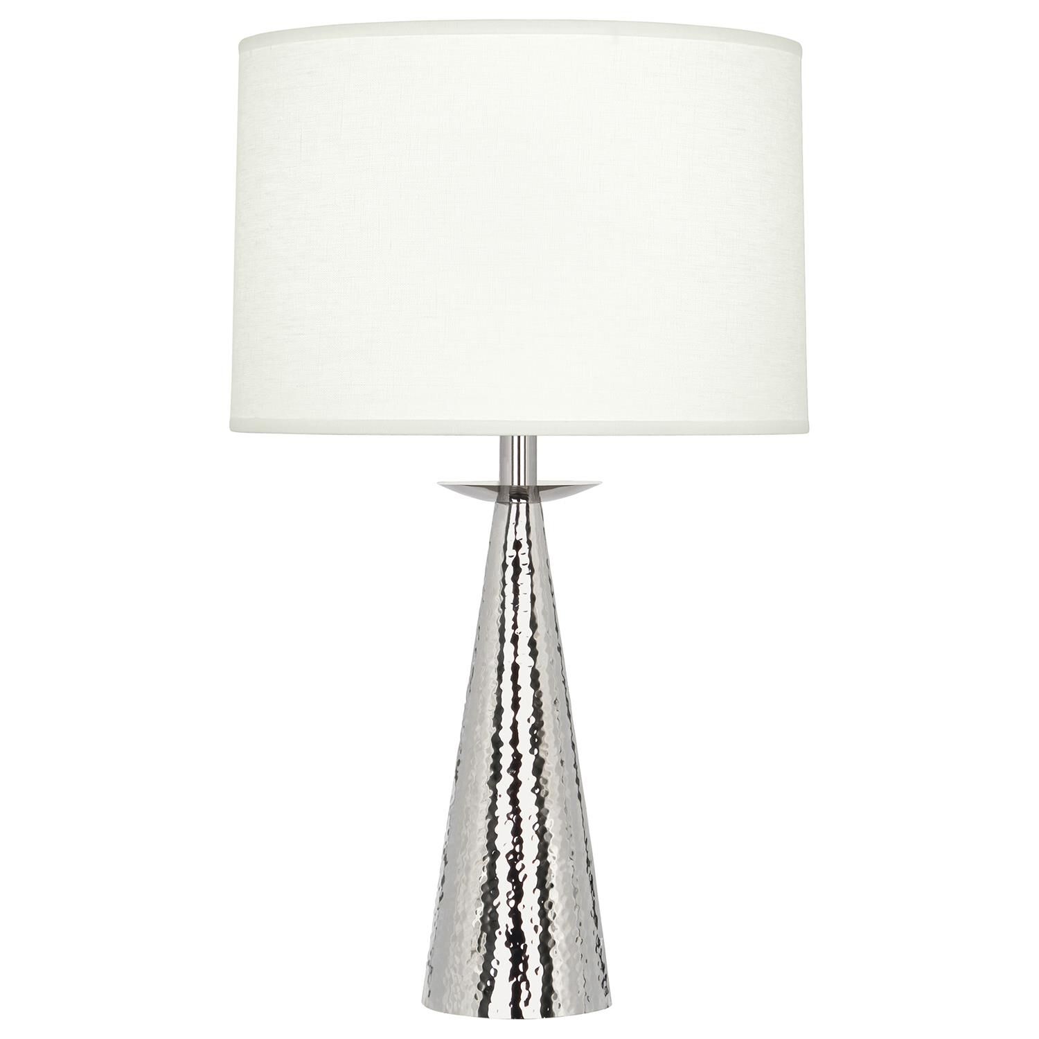 Shown in Polished Nickel  finish and Oyster Linen shade