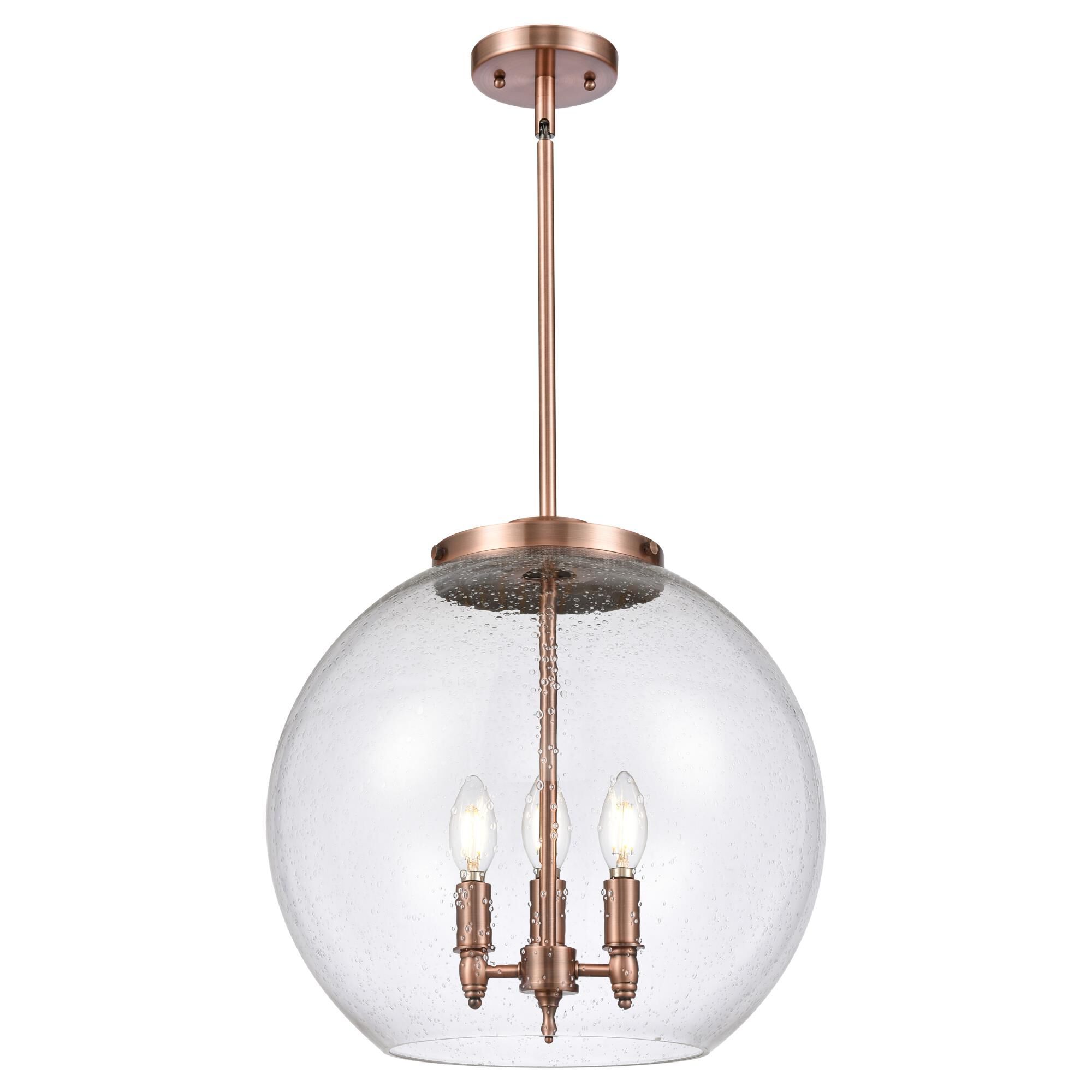 Shown in Antique Copper finish and Seedy glass