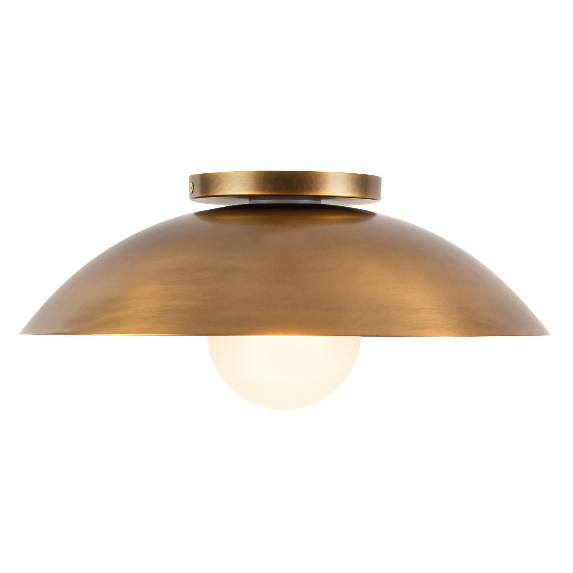 Shown in Vintage Brass finish and Matte Opal glass