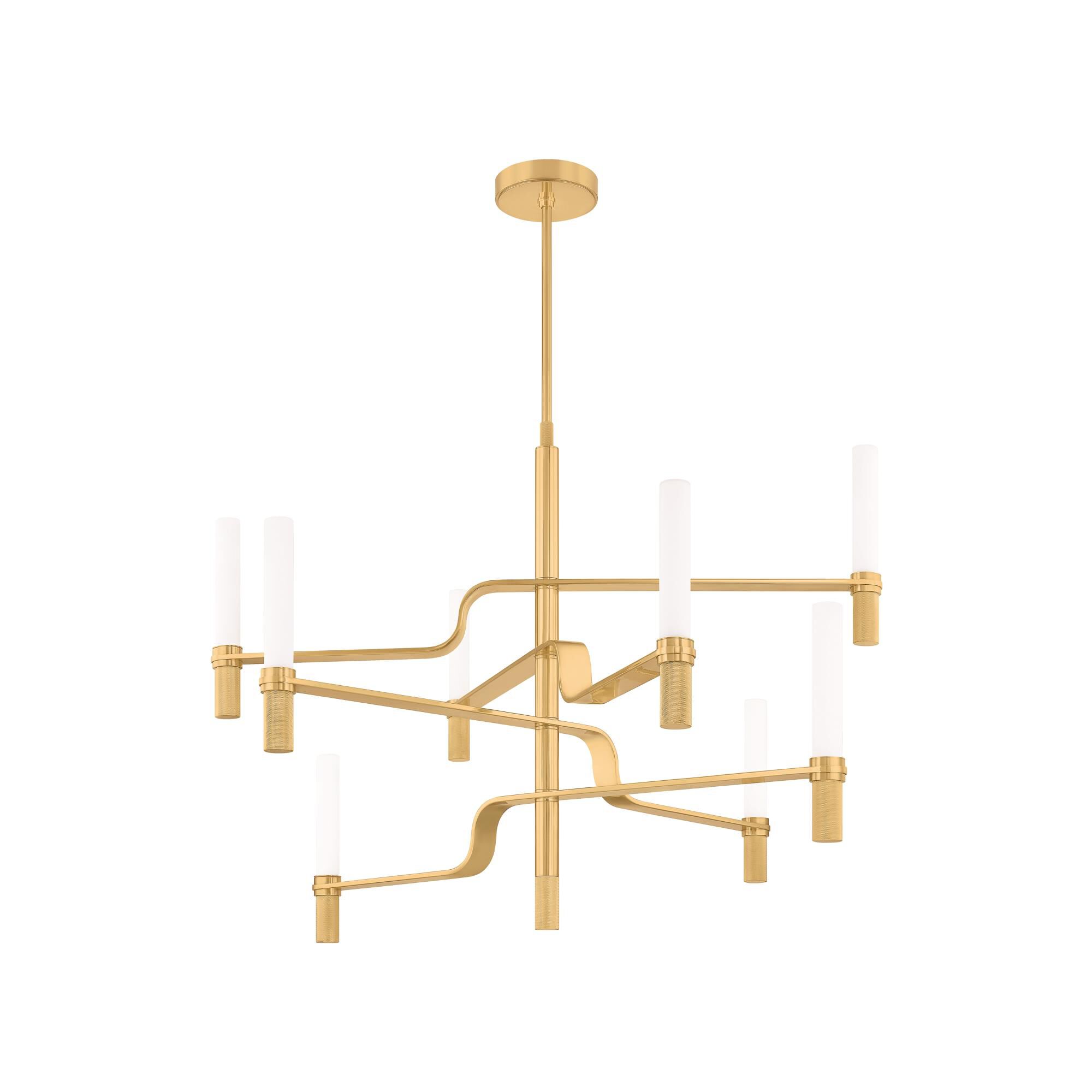 Shown in Aged Brass finish and Matte Cloud shade