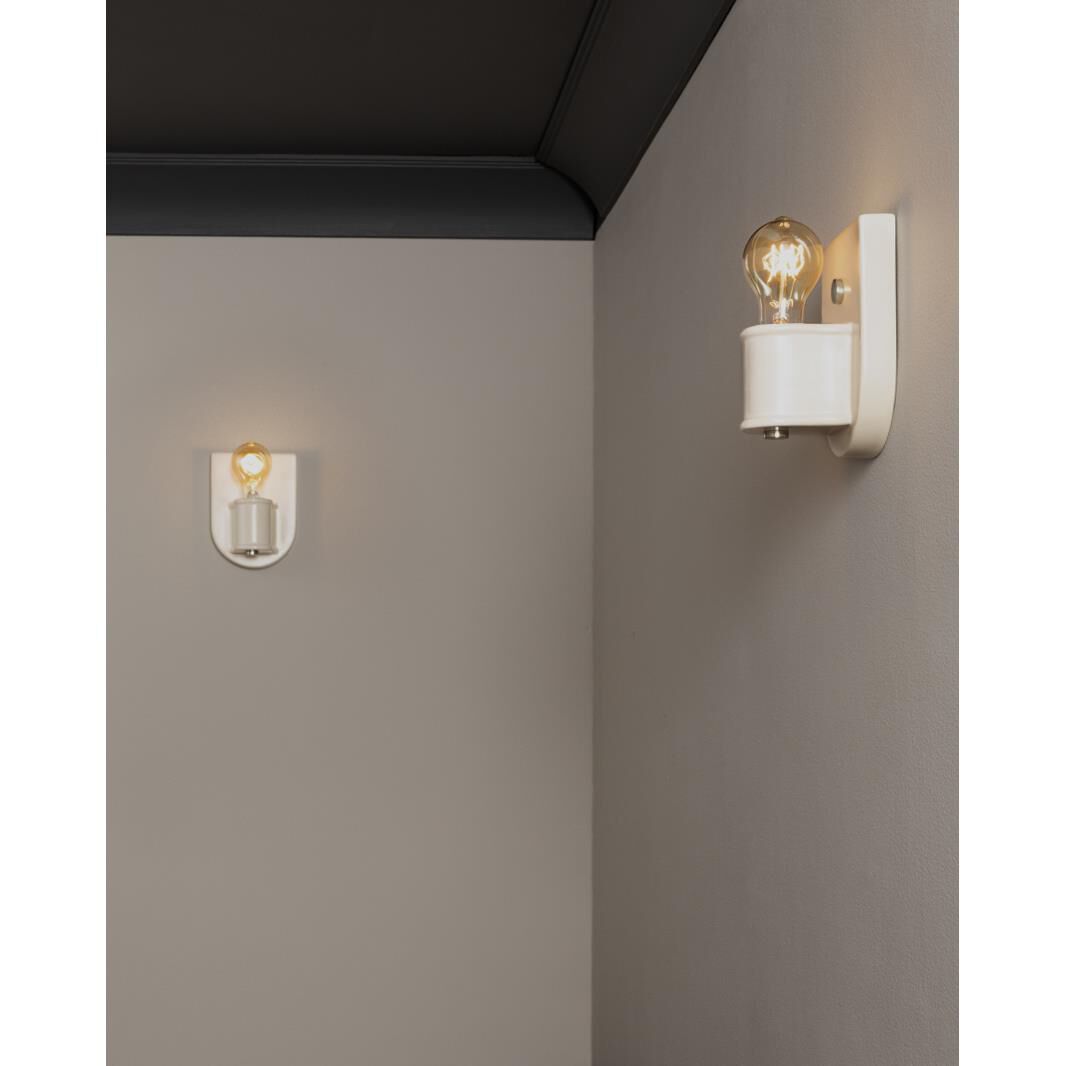 Shown in Brushed Nickel, Matte White finish