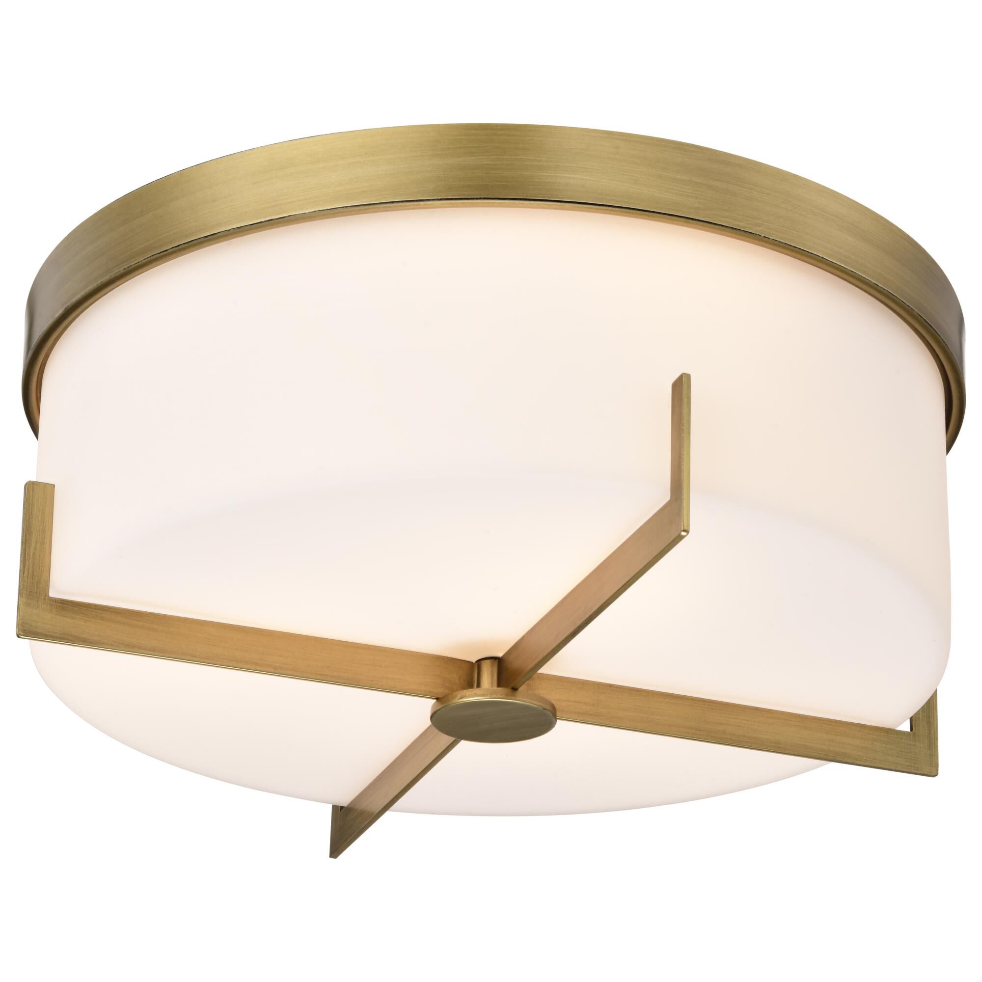 Shown in Natural Brass finish and White glass