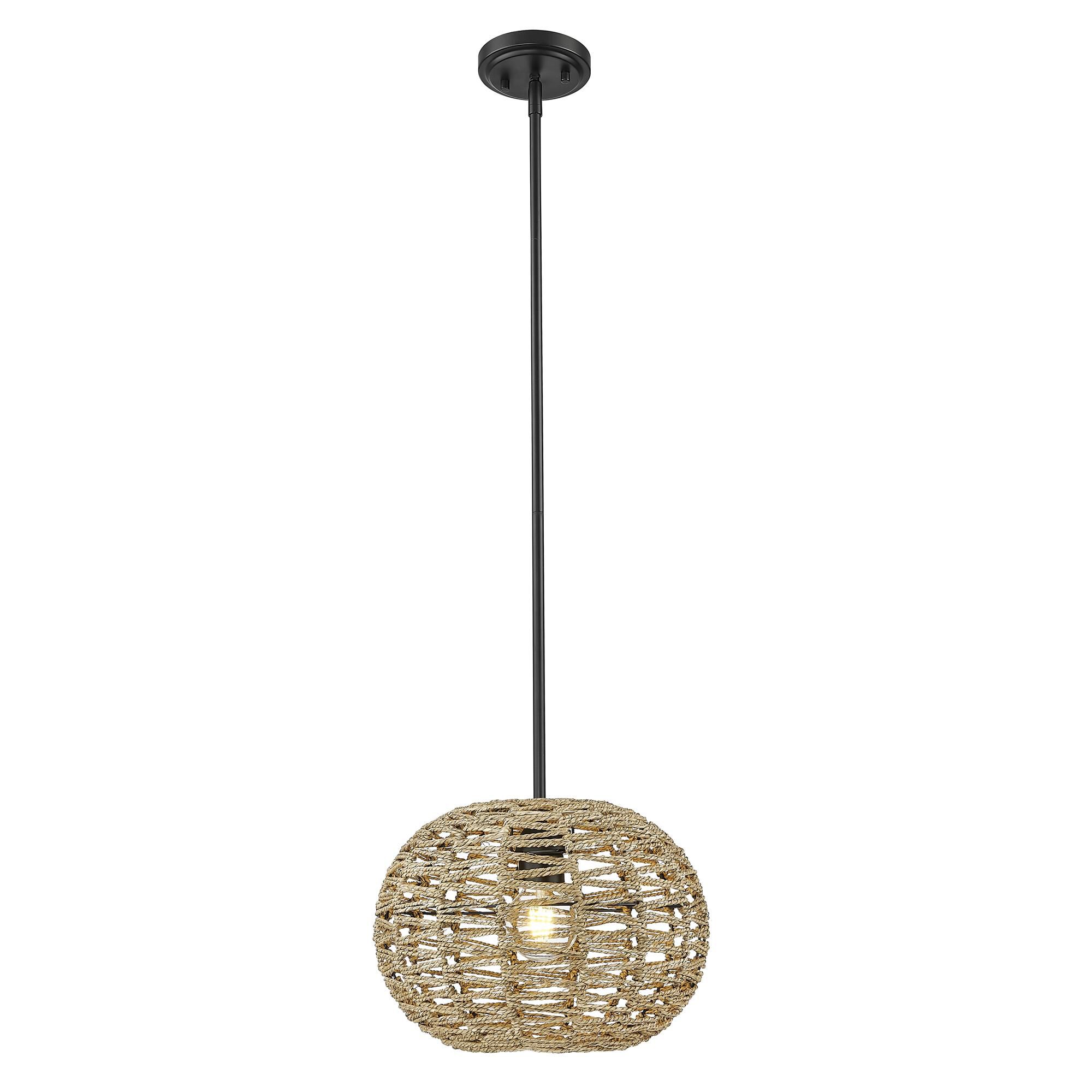 Shown in Black Metal With Natural Seagrass finish and Natural Seagrass shade