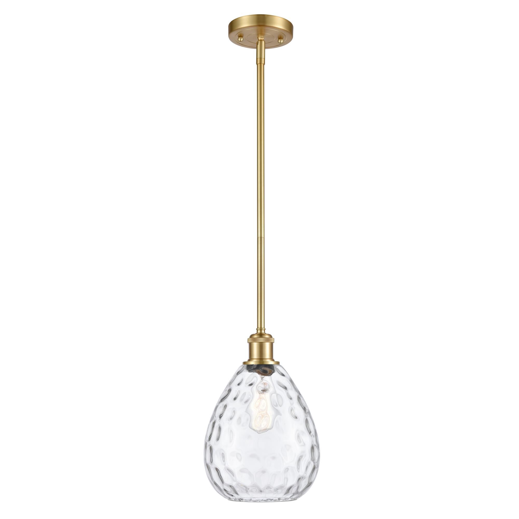 Shown in Satin Gold finish and Clear Large Waverly glass and No Shade shade