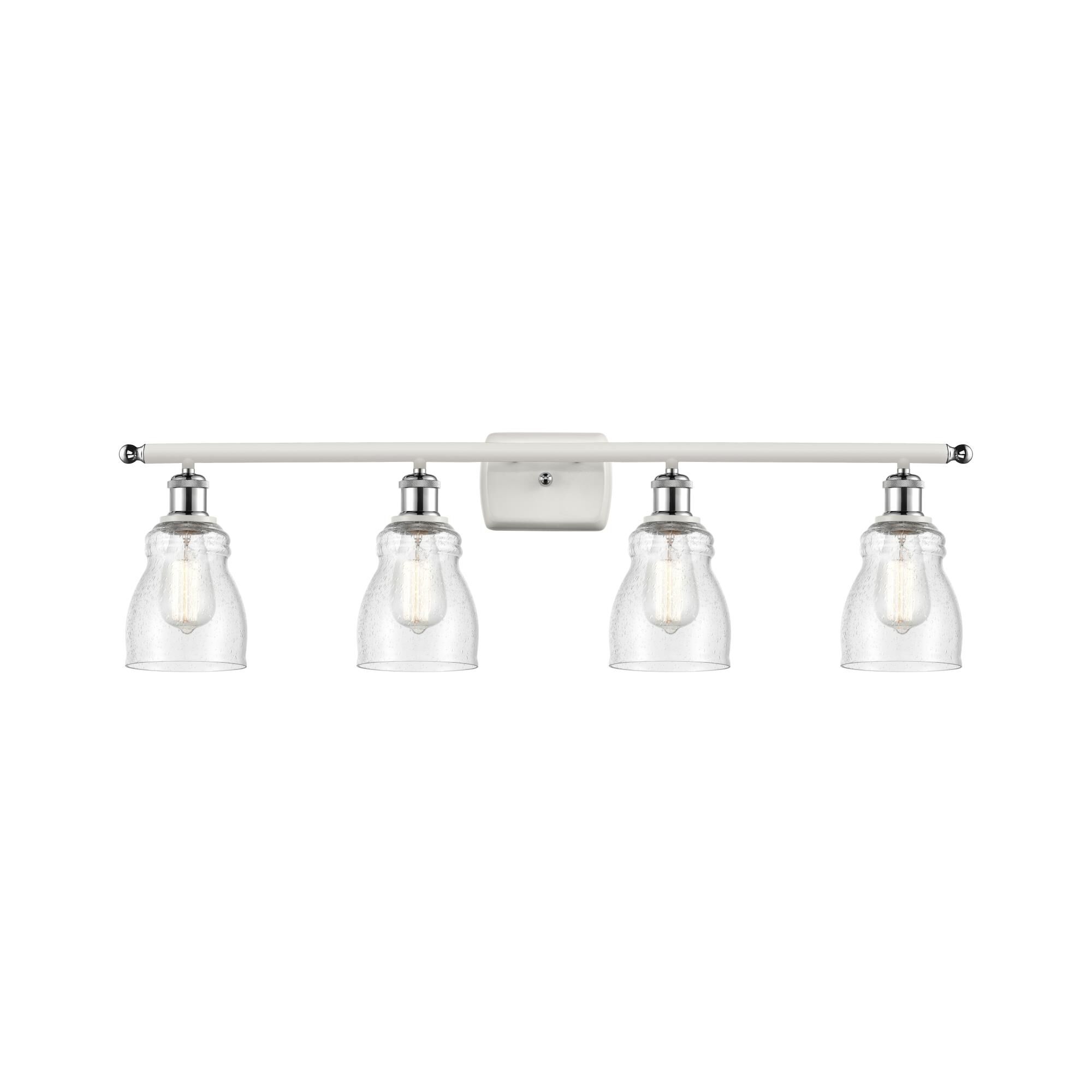 Shown in White And Polished Chrome finish and Seedy Ellery glass and Polished Chrome accent