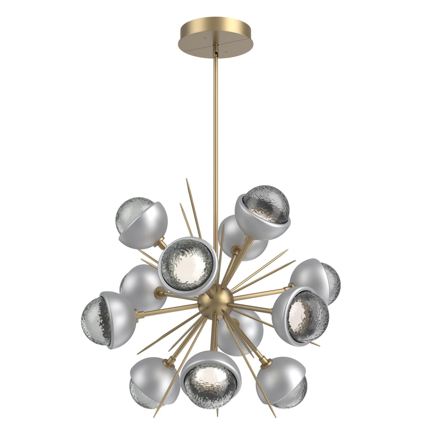 Shown in Gilded Brass finish and Smoke glass and Classic Silver accent