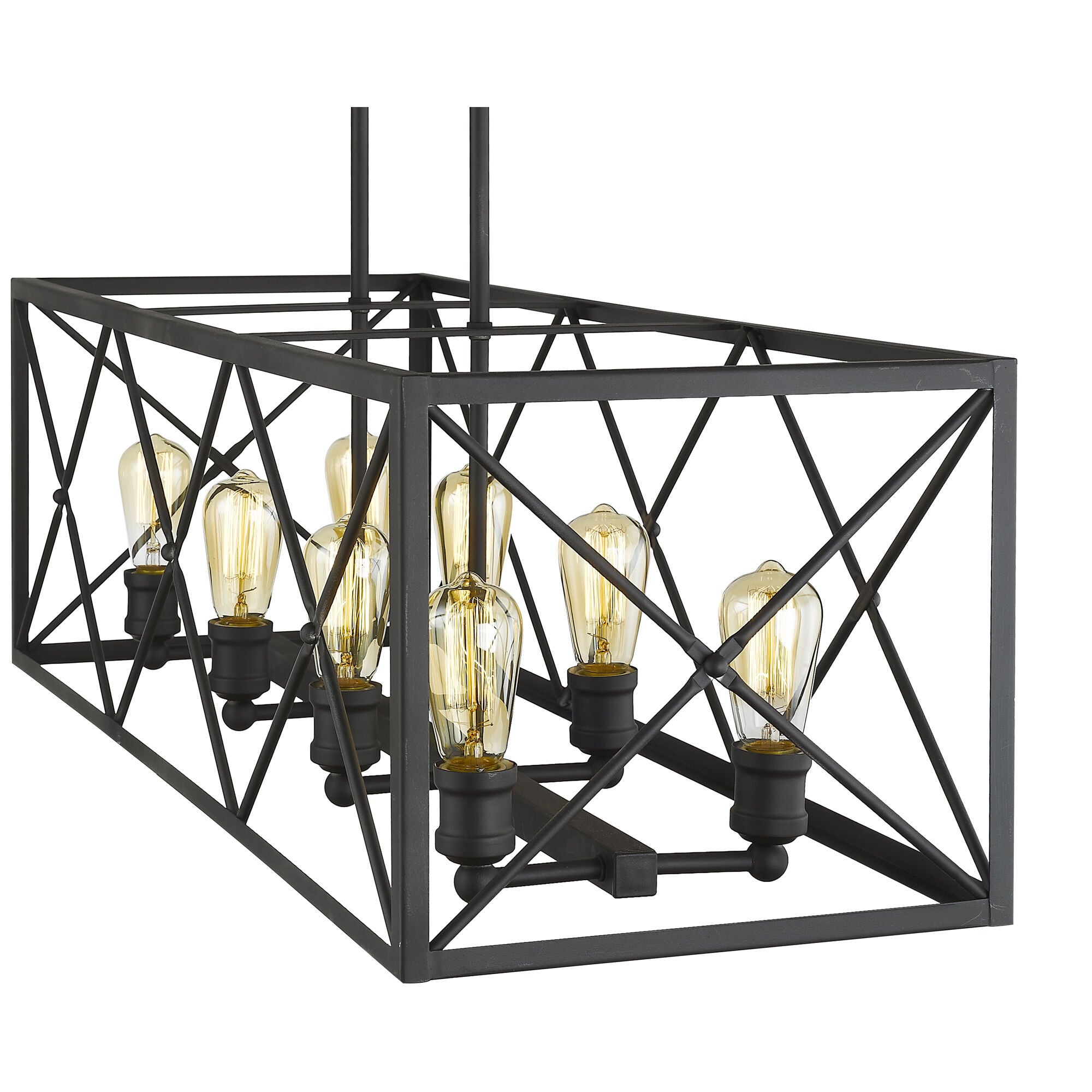 Shown in Matte Black finish and Matte Black glass and Matte Black Metal Cage shade
