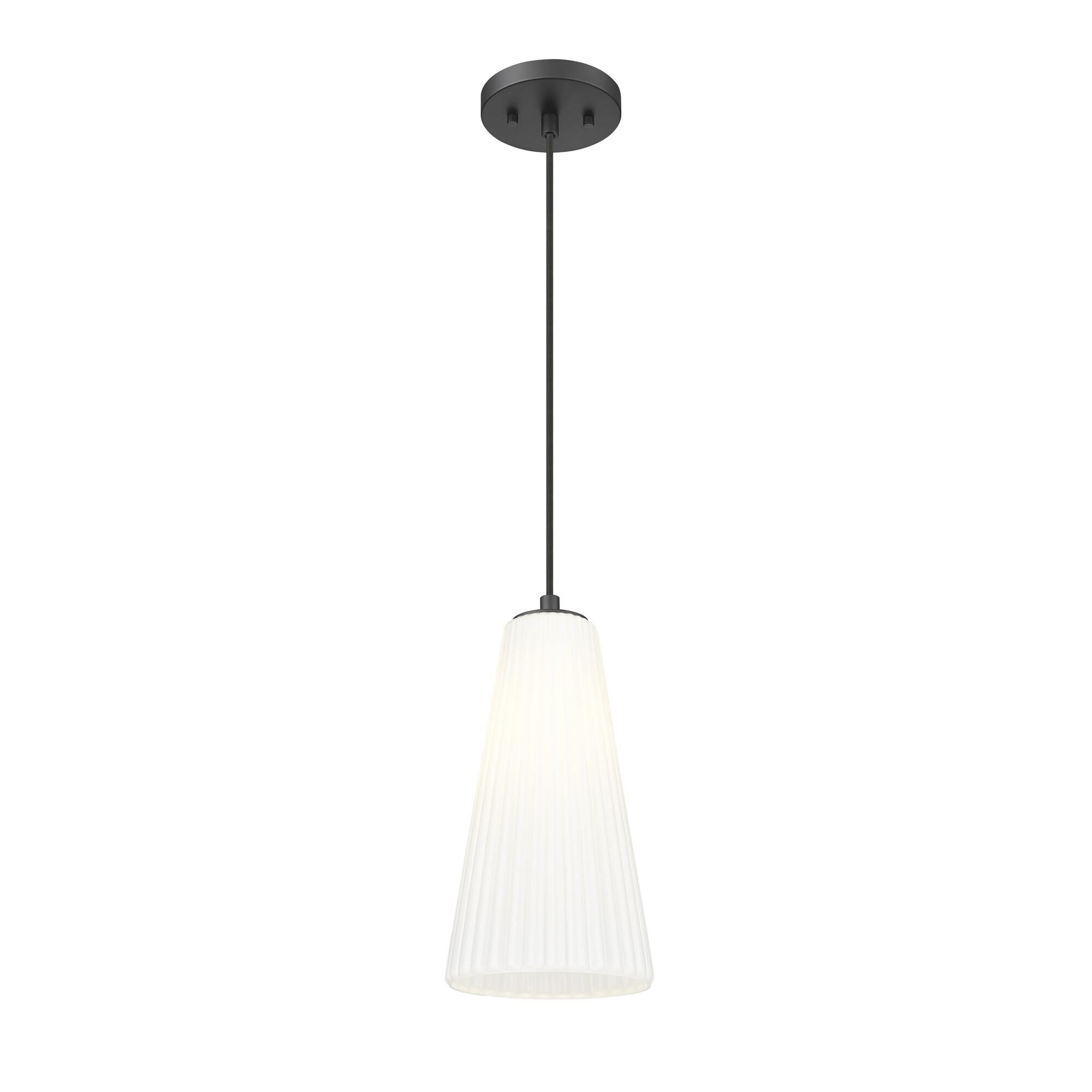 Shown in Matte Black finish and White glass and White shade