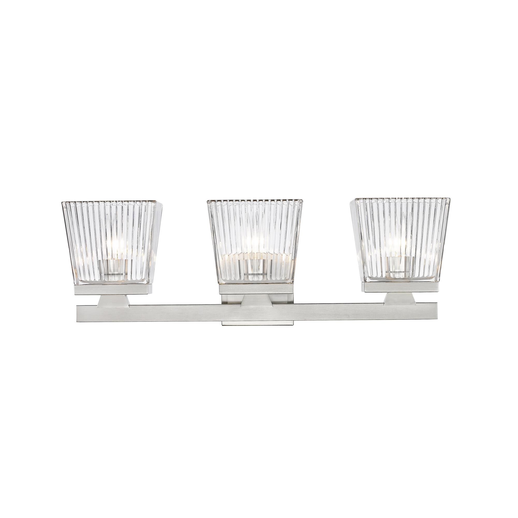 Shown in Brushed Nickel finish and Glass shade