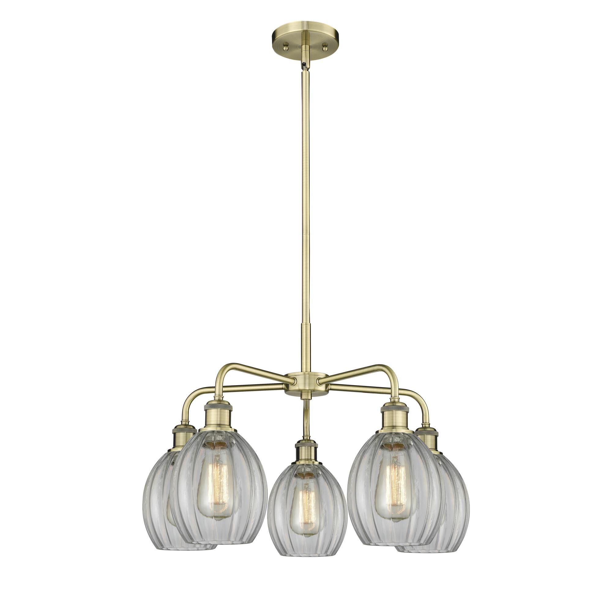 Shown in Antique Brass finish and Clear glass