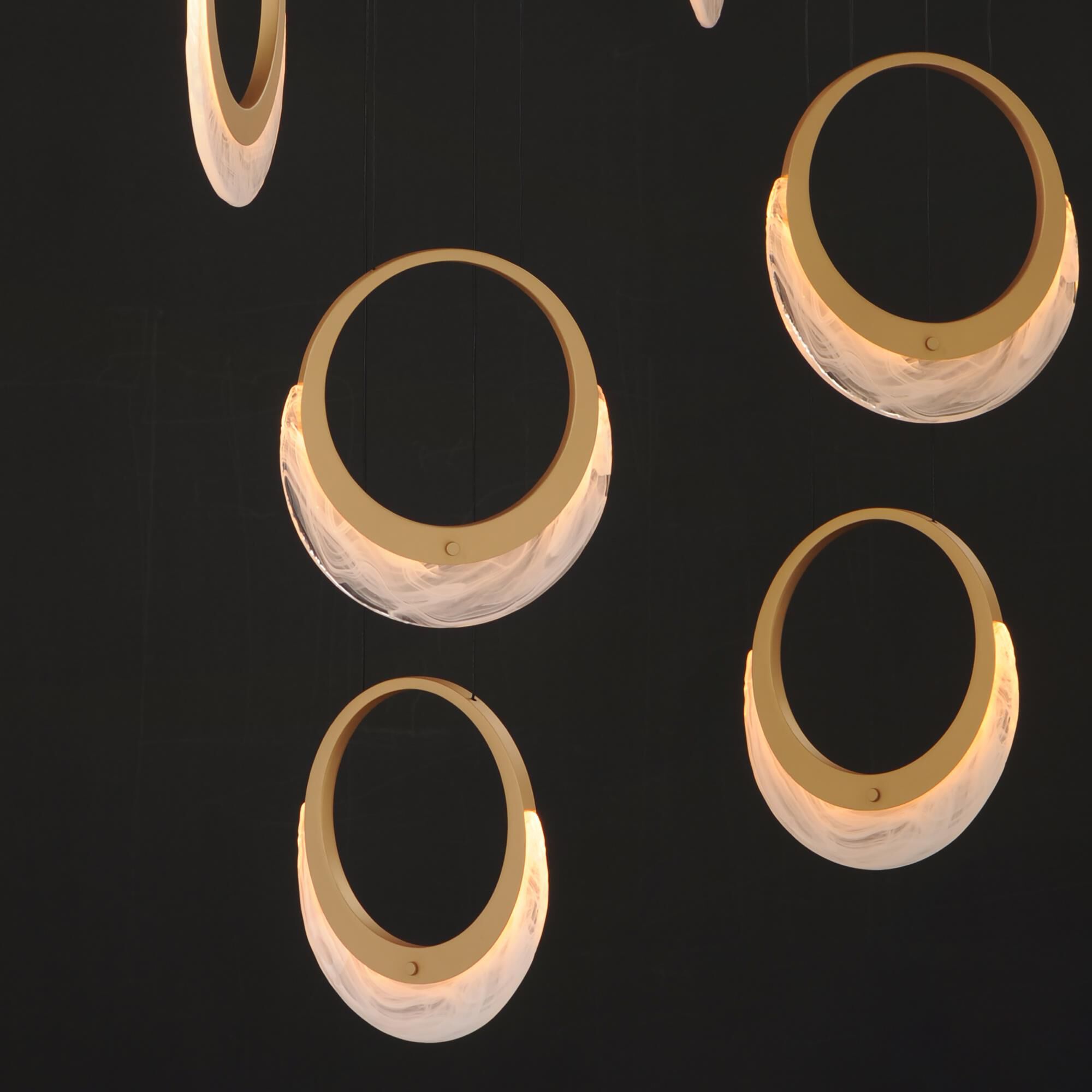 Shown in Gold finish and White Spiral glass