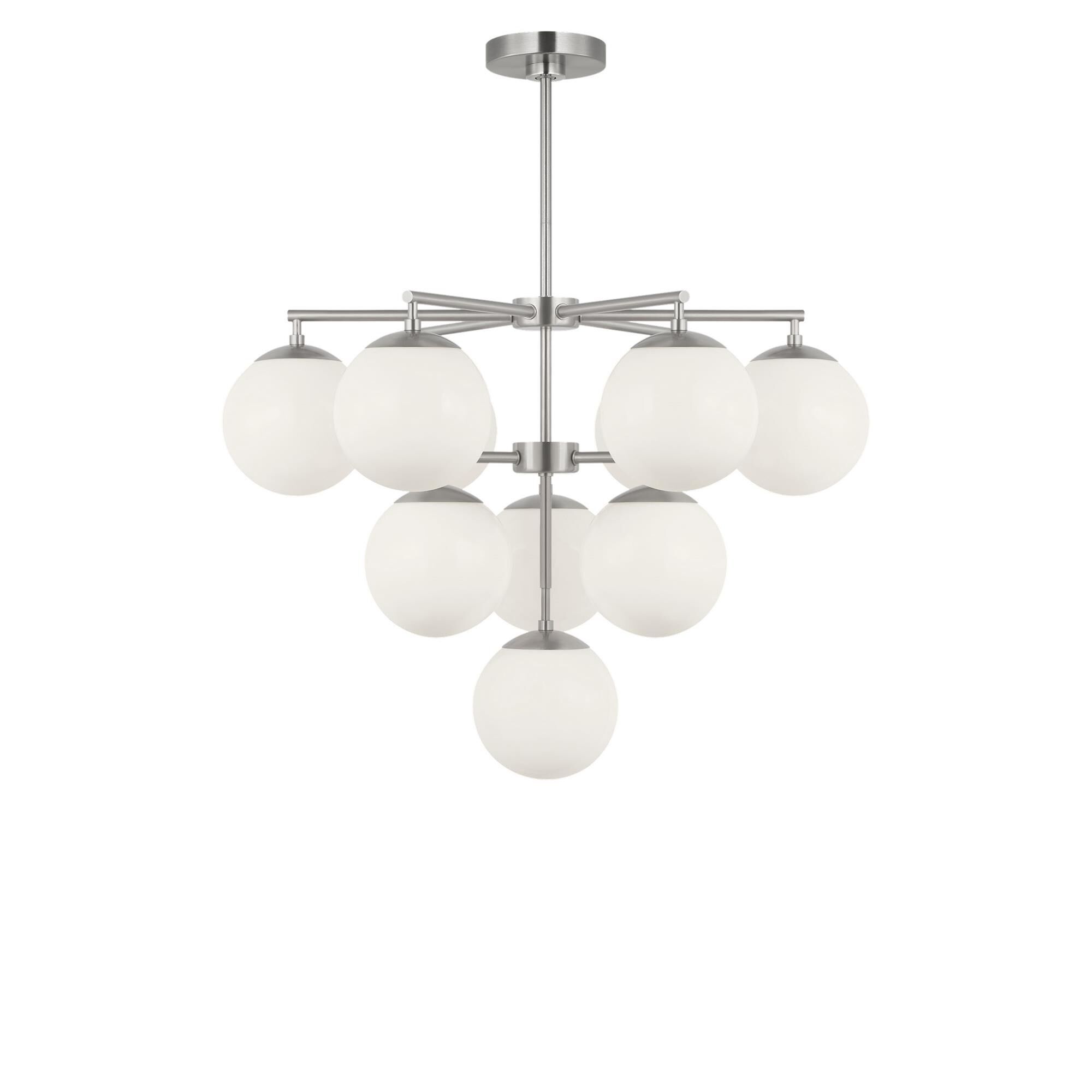 Shown in Brushed Nickel finish and Clear White glass