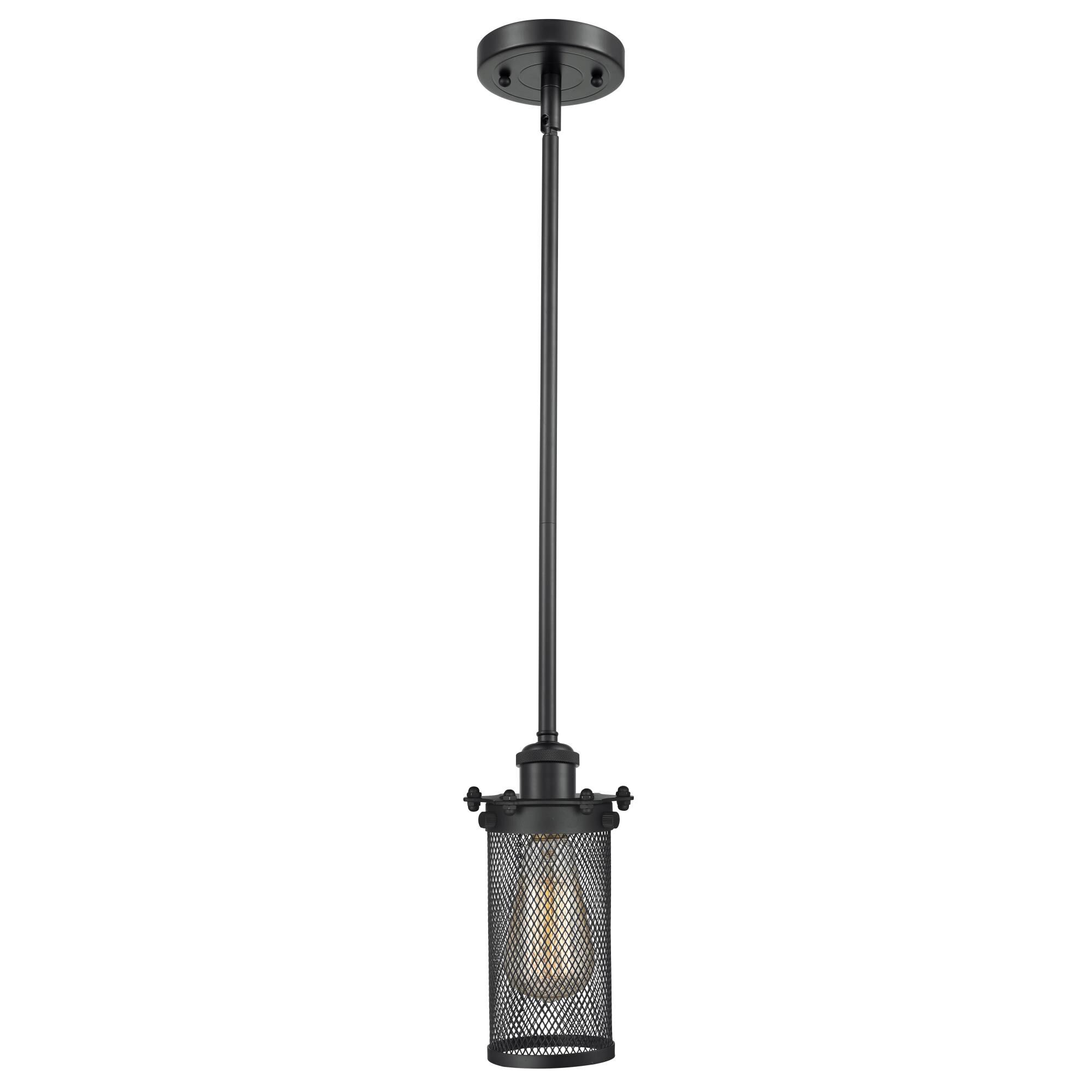 Shown in Matte Black finish and Mesh Cylinder Bleeker shade