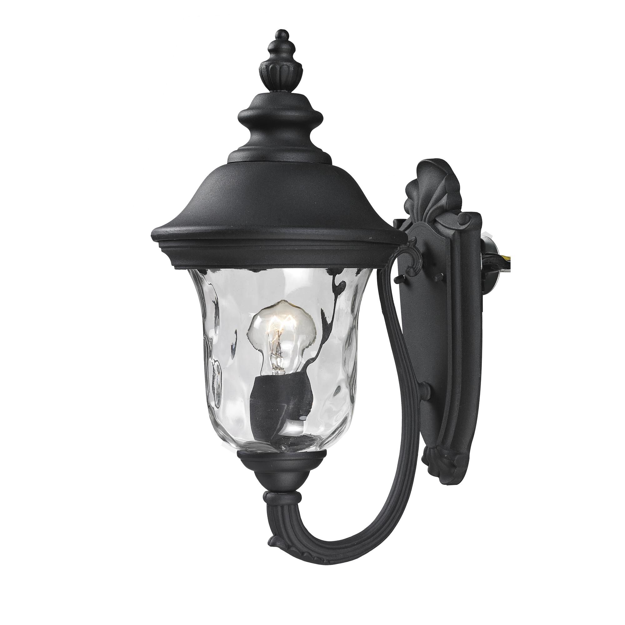 Shown in Black finish and Glass shade