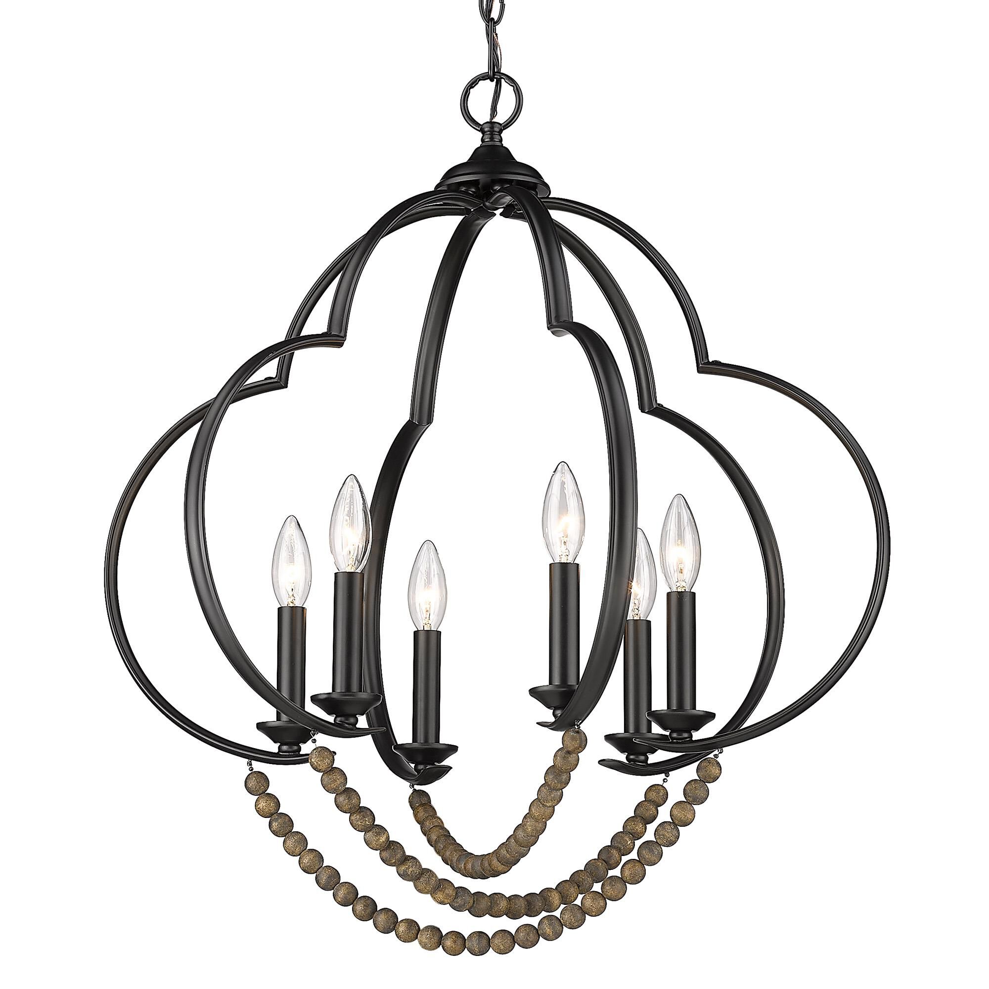 Shown in Matte Black finish and Espresso Wood Beads shade