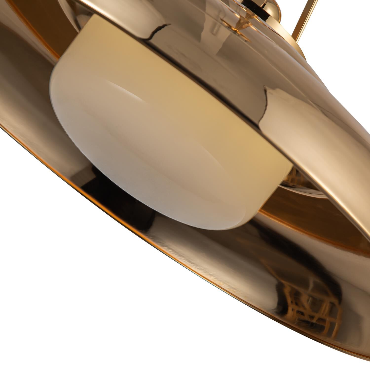 Shown in Polished Brass/Glossy Opal Glass finish and Glossy Opal glass and Steel Spun shade