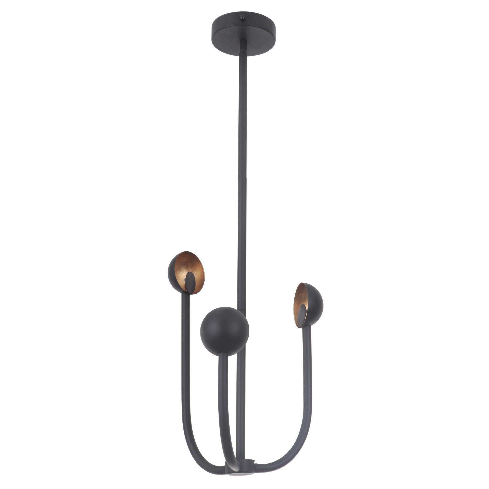 Shown in Matte Black/Gold Leaf finish and Yes glass and Yes shade and Sphere accent