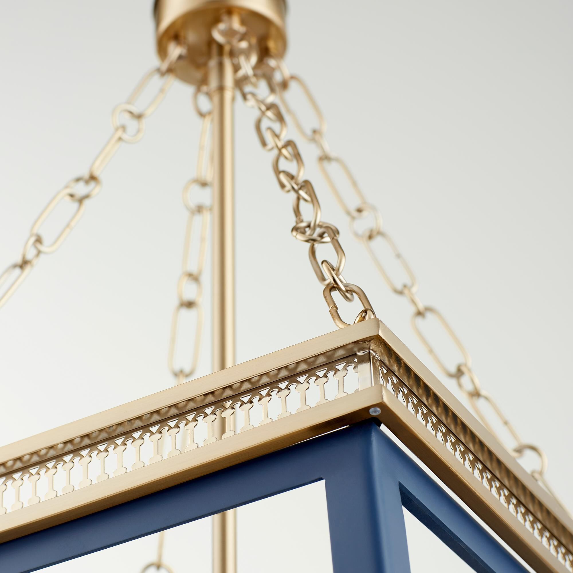 Shown in Blue And Aged Brass finish