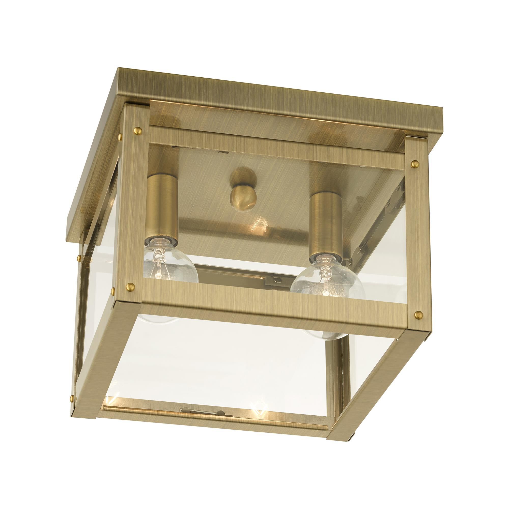 Shown in Antique Brass finish and Clear glass