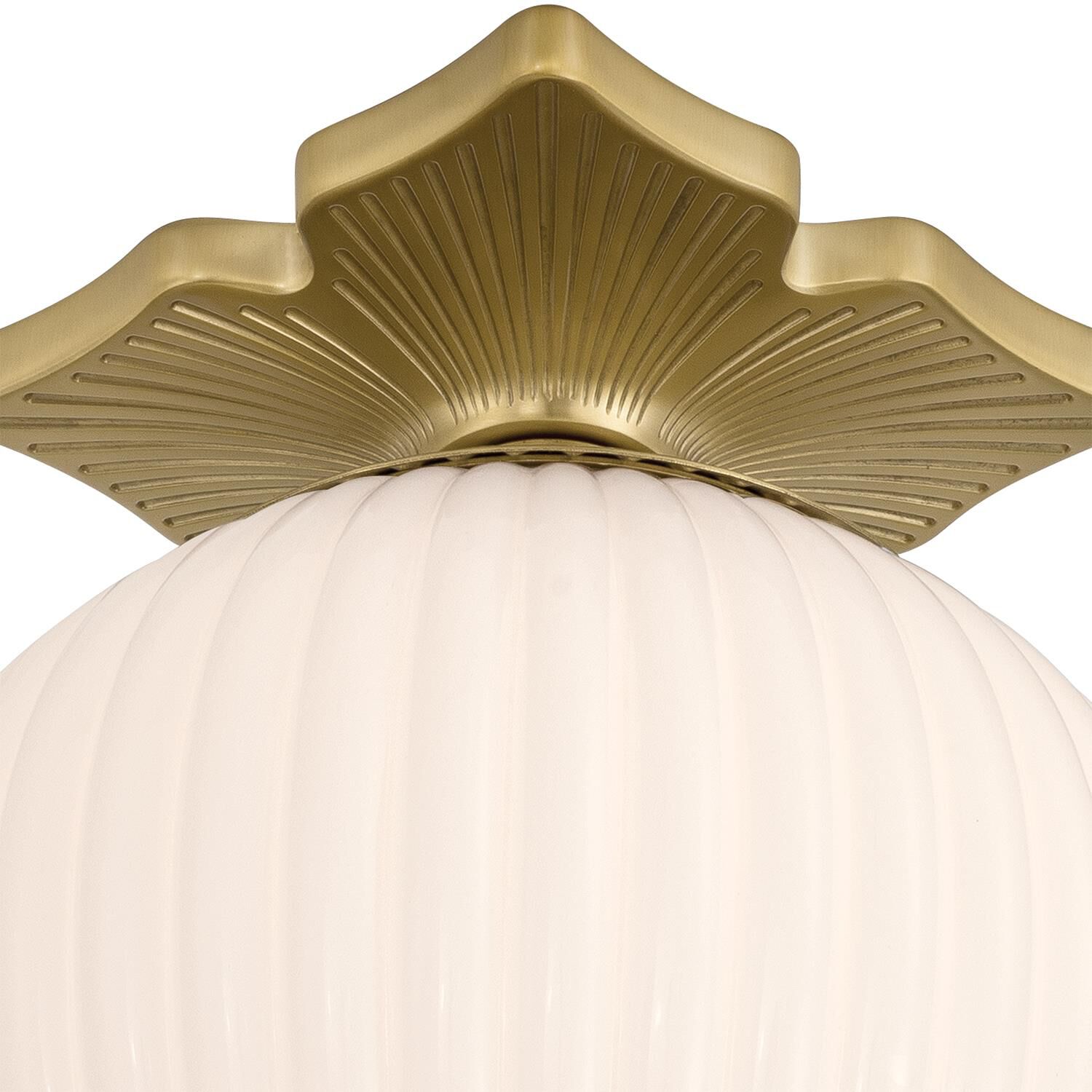 Shown in Aged Brass finish and Ribbed glass and Ribbed Glass shade