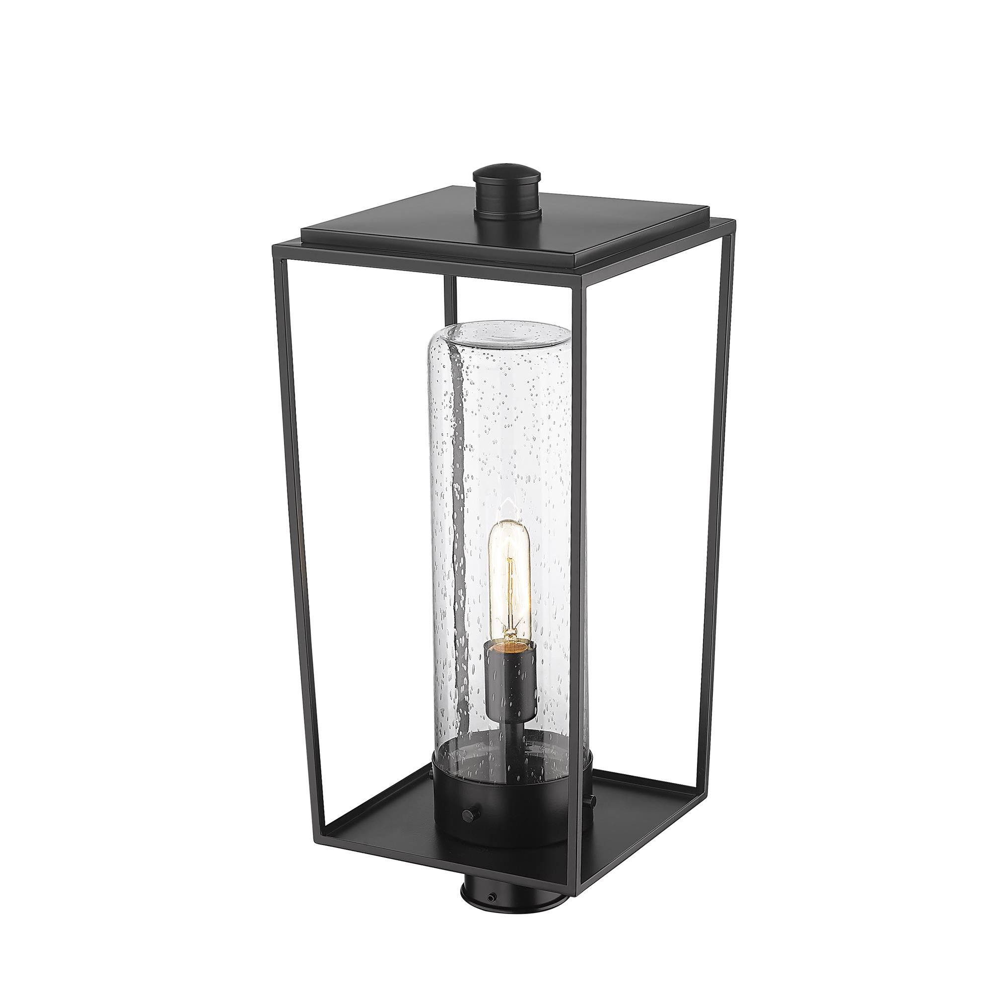 Shown in Black finish and Glass shade