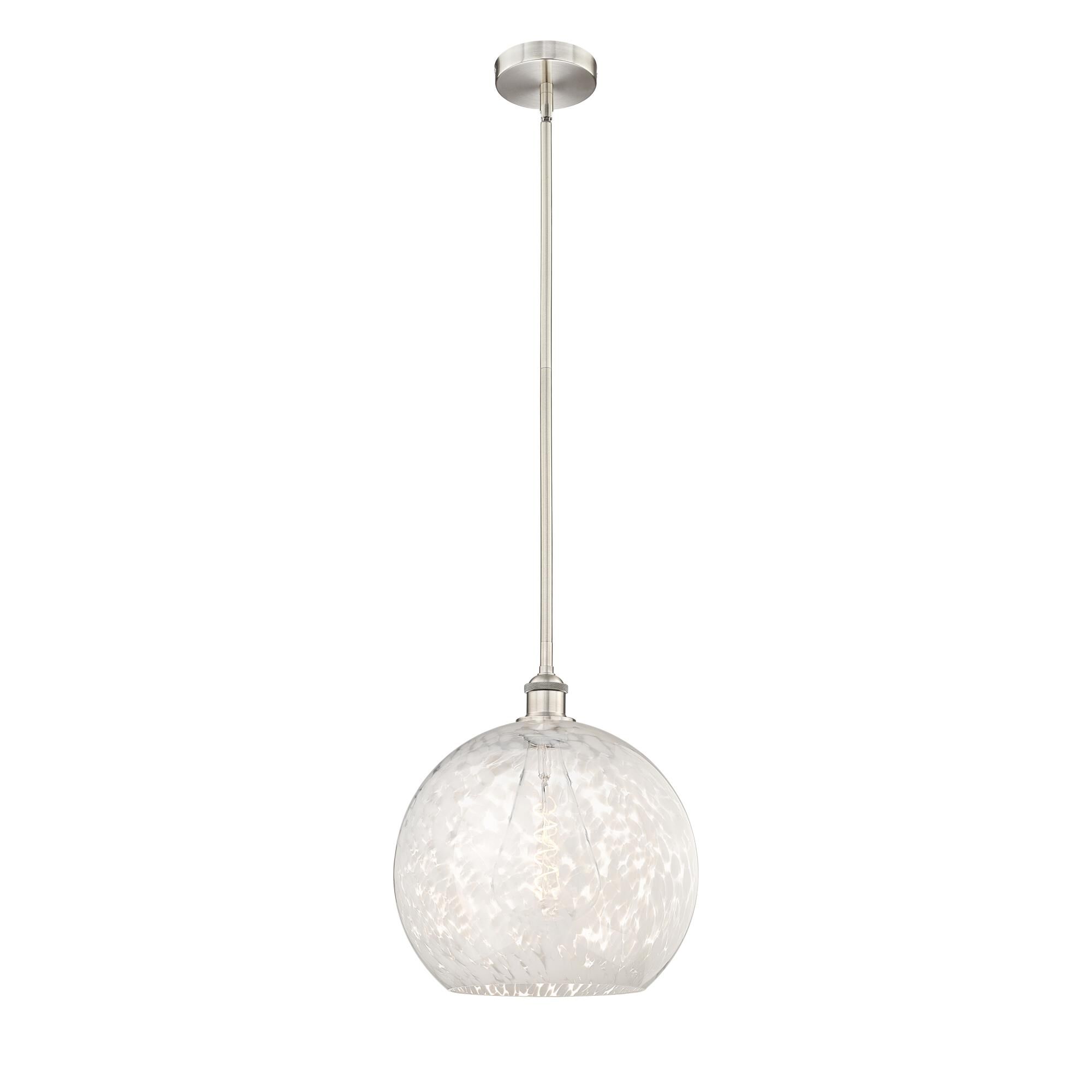 Shown in Brushed Satin Nickel finish and White Mouchette glass