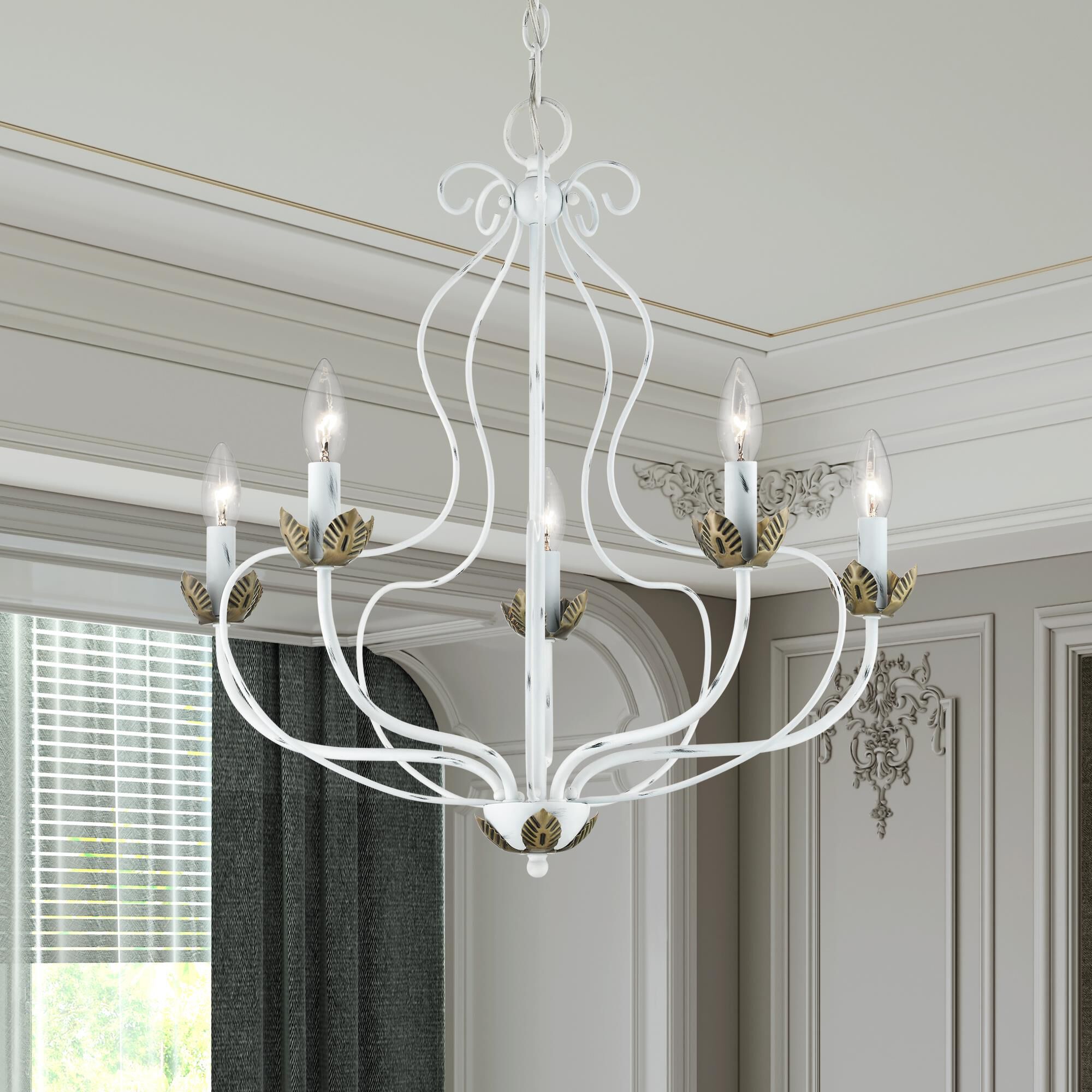 Shown in Antique White with Antique Brass Accents finish