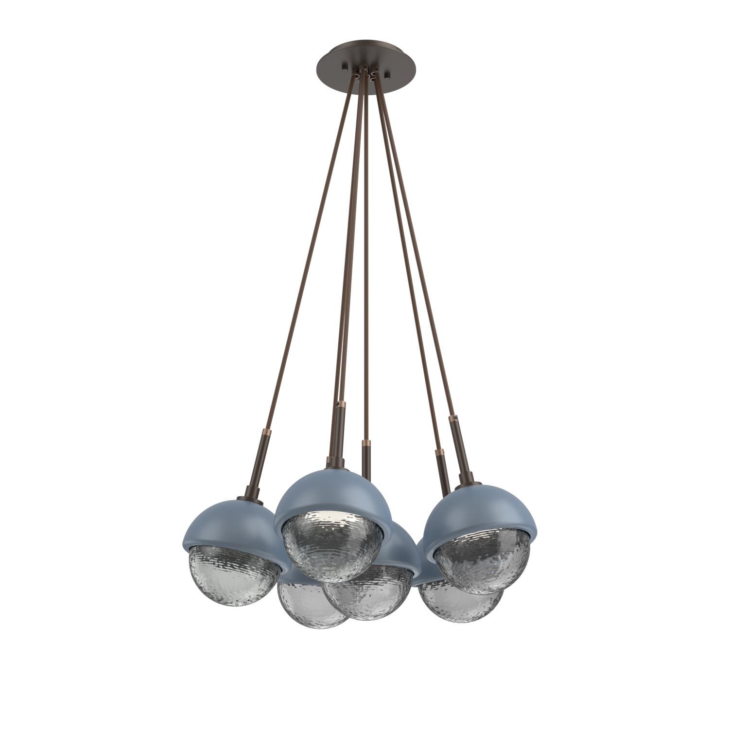 Shown in Flat Bronze finish and Smoke glass and Poppy Blue accent