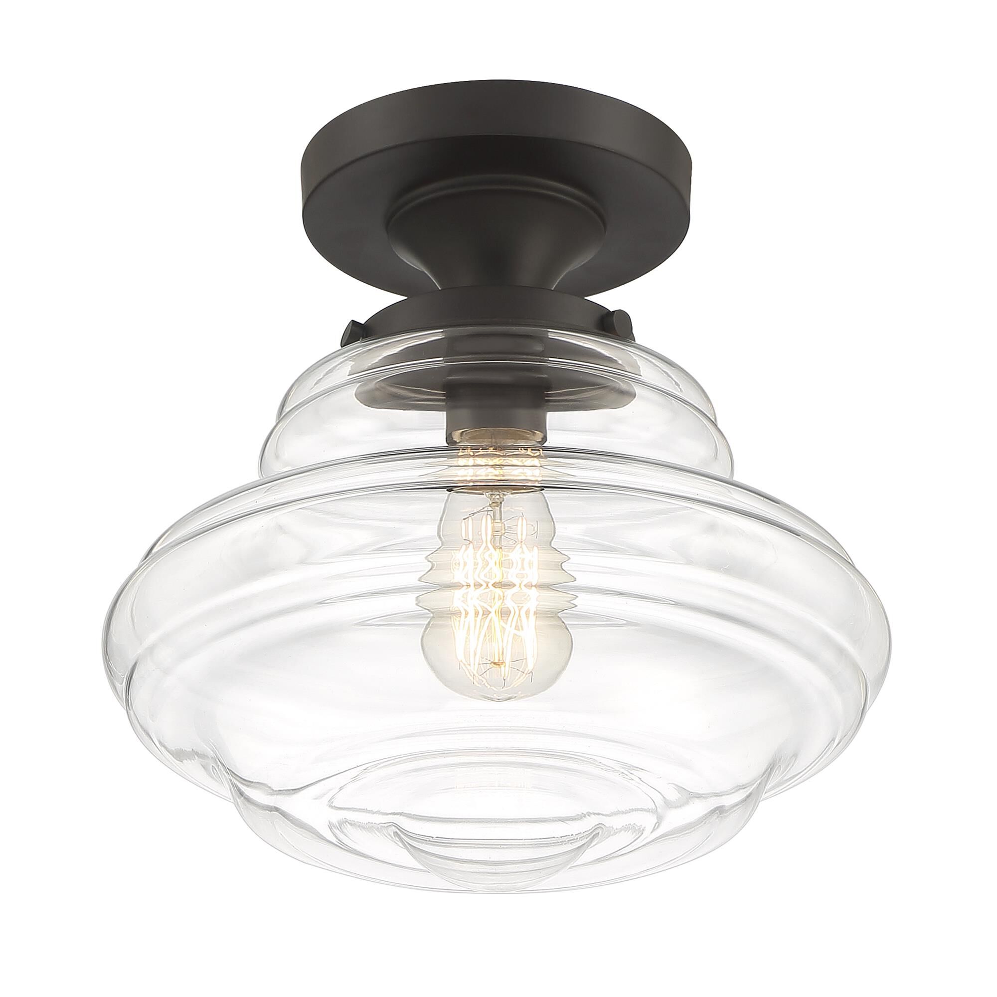 Shown in Oil Rubbed Bronze finish and Clear glass and Glass shade