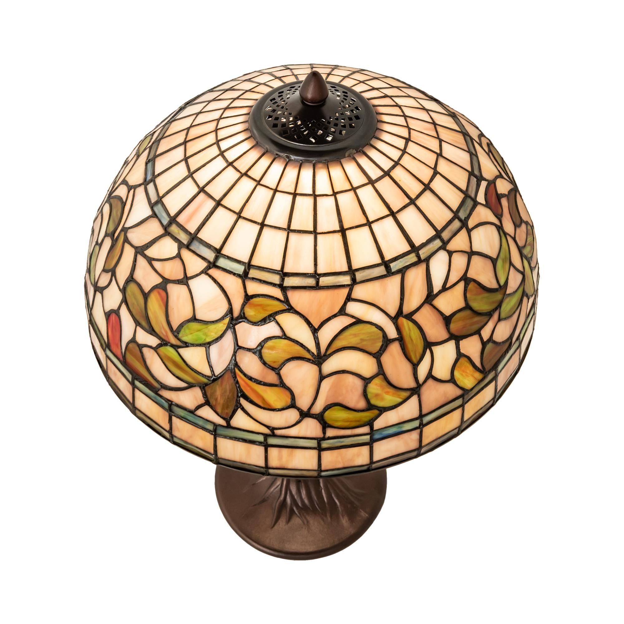 Shown in Mahogany Bronze finish and Green;Chocolate;Beige;White glass