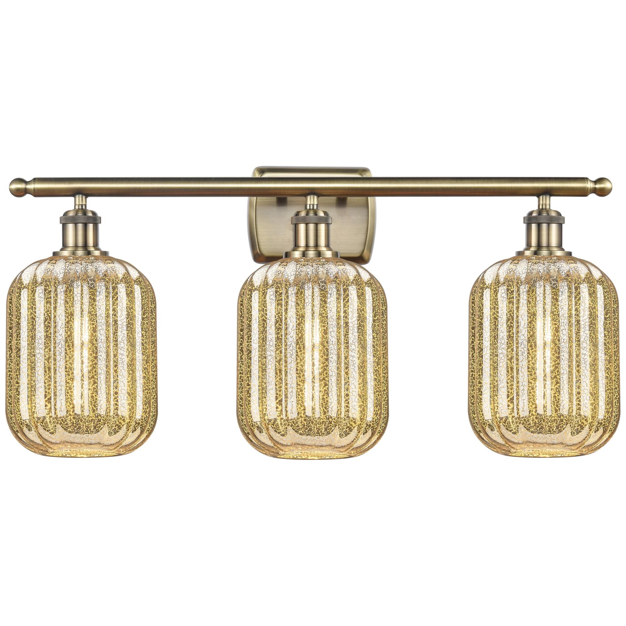 Shown in Antique Brass finish and Mercury glass