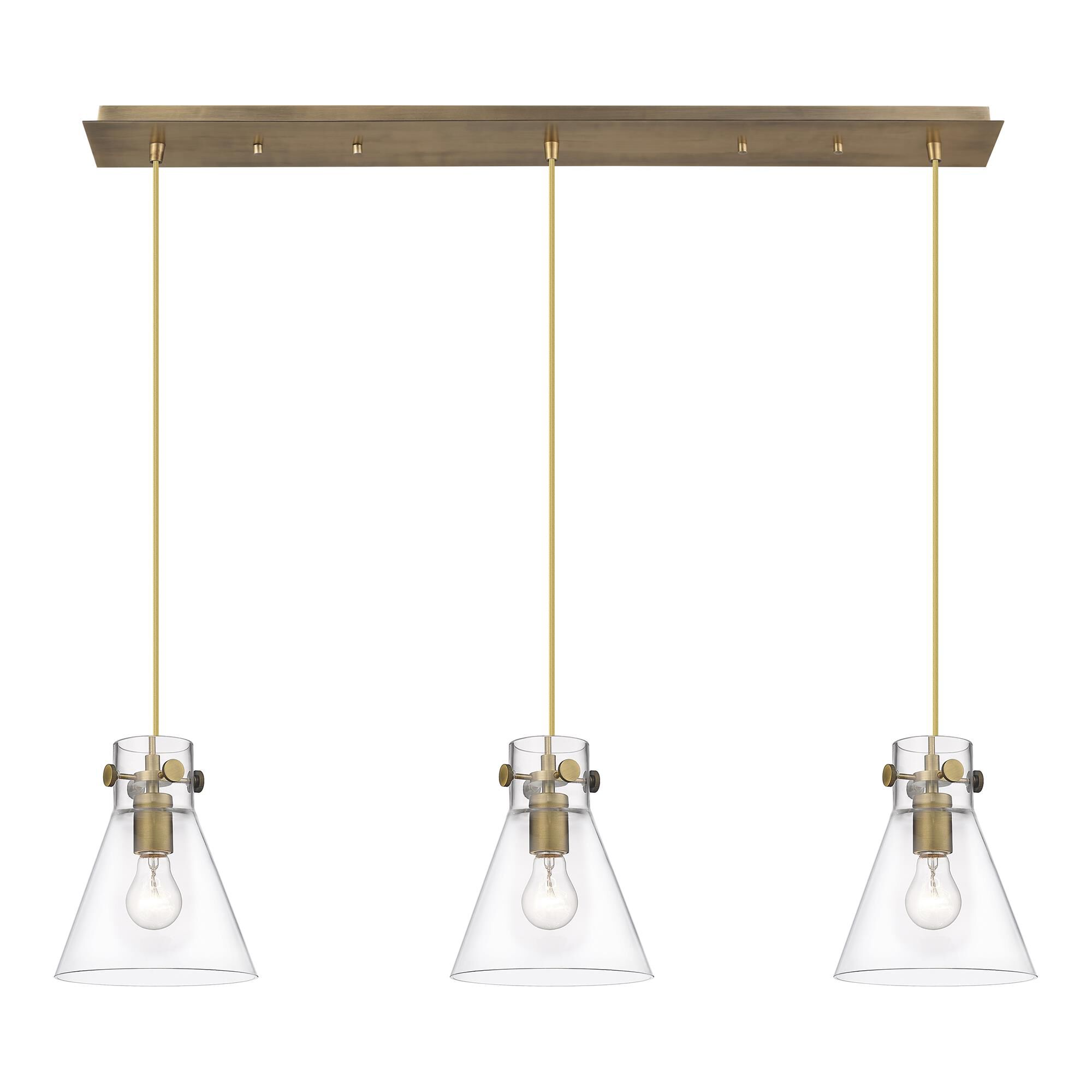Shown in Brushed Brass finish and Clear glass and Clear Glass shade