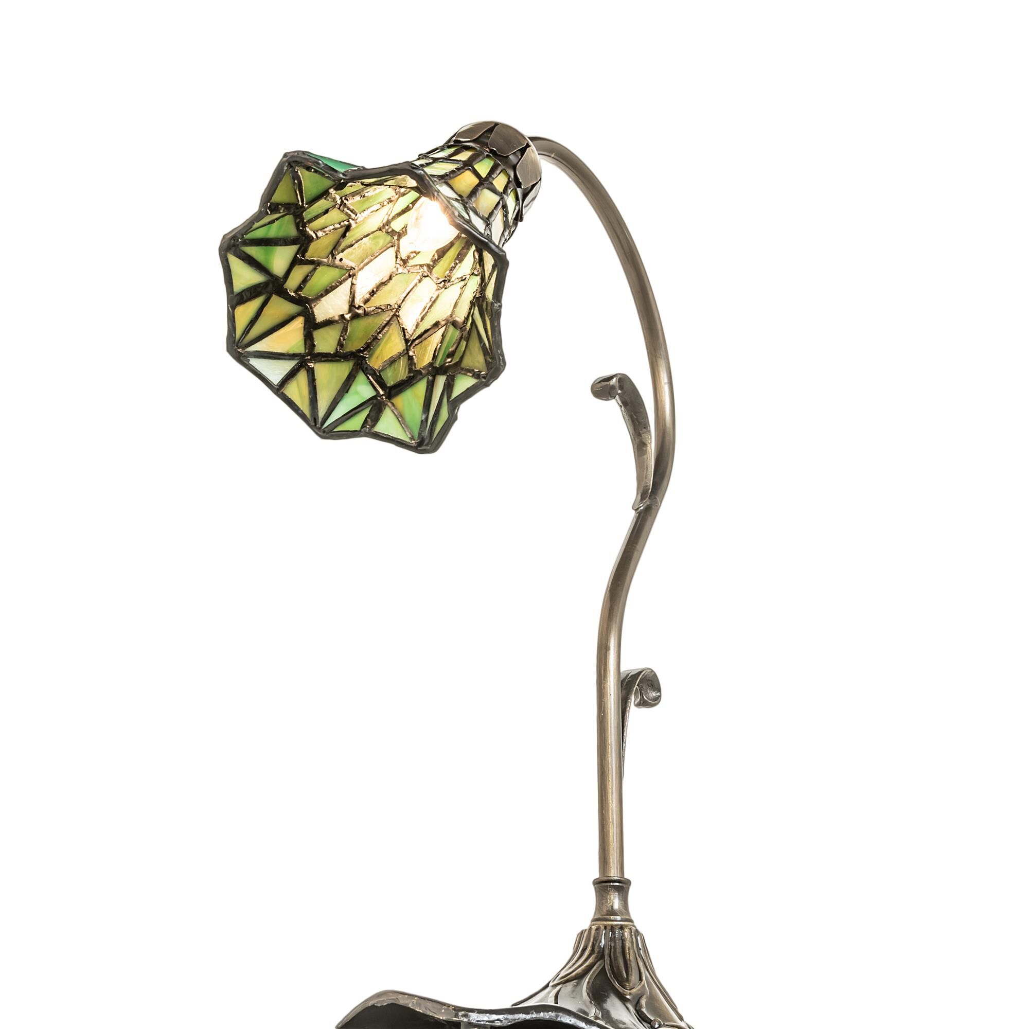 Shown in Antique Brass finish and Green glass