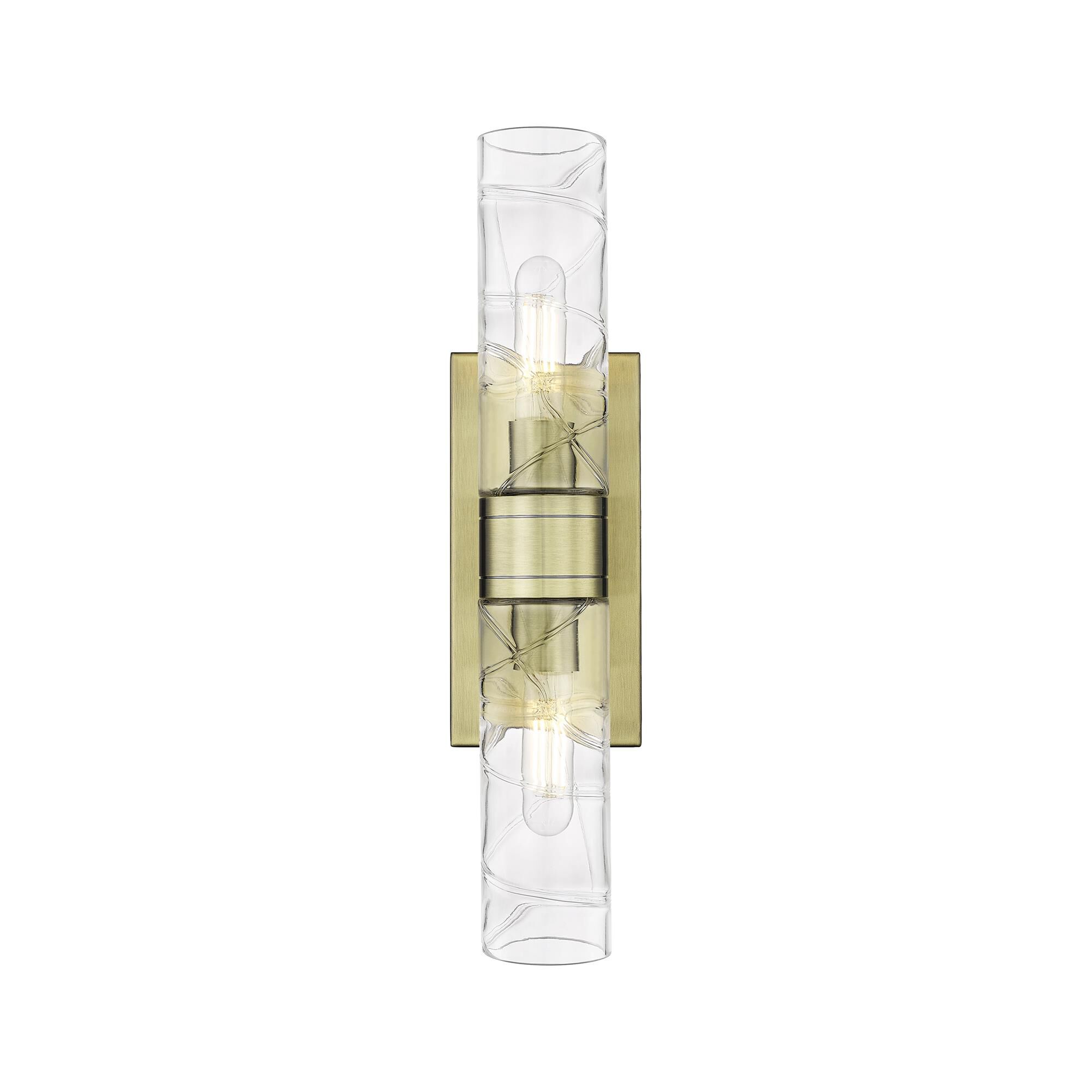 Shown in Antique Brass finish and Deco Swirl glass