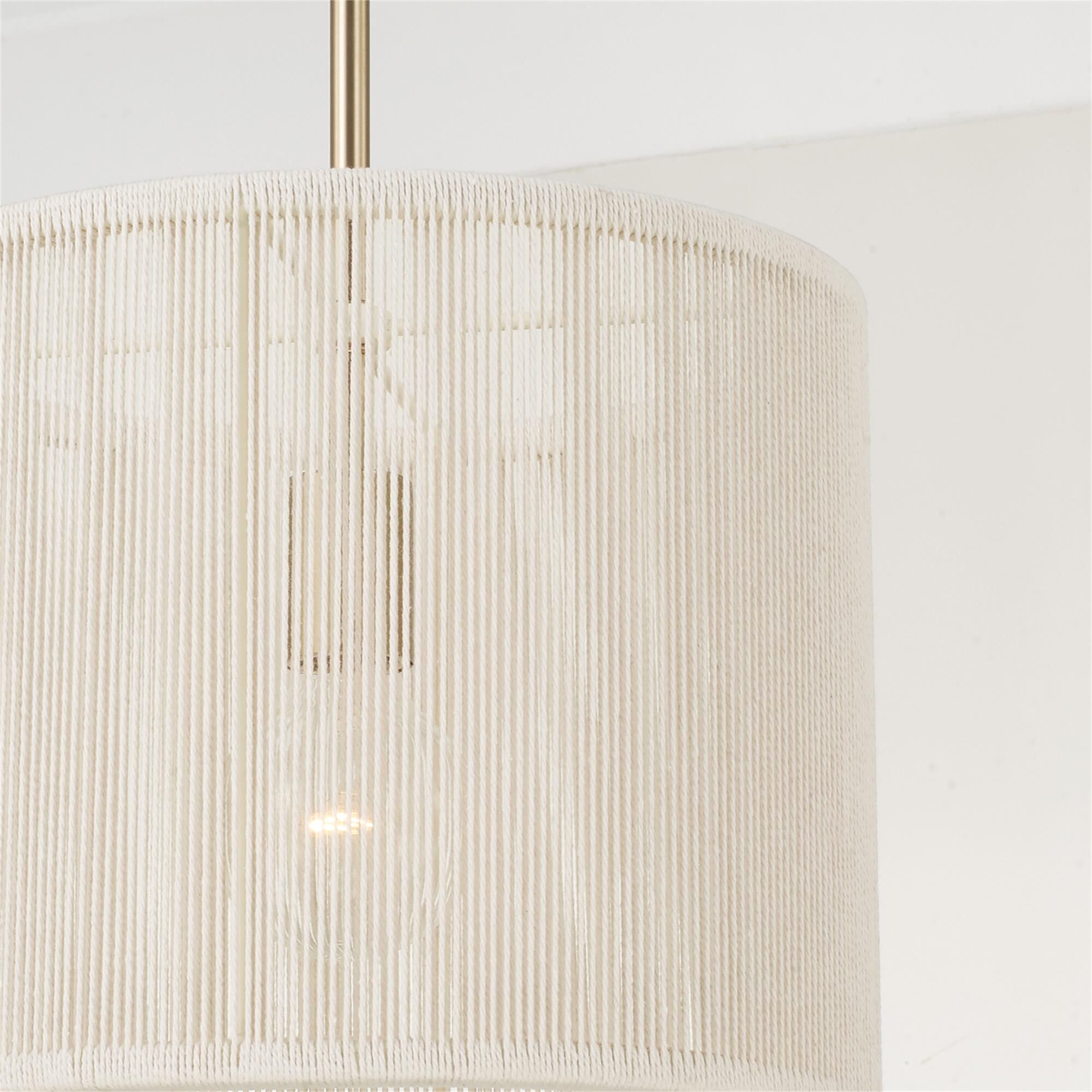Shown in Matte Brass finish and Bleached Natural Rope shade