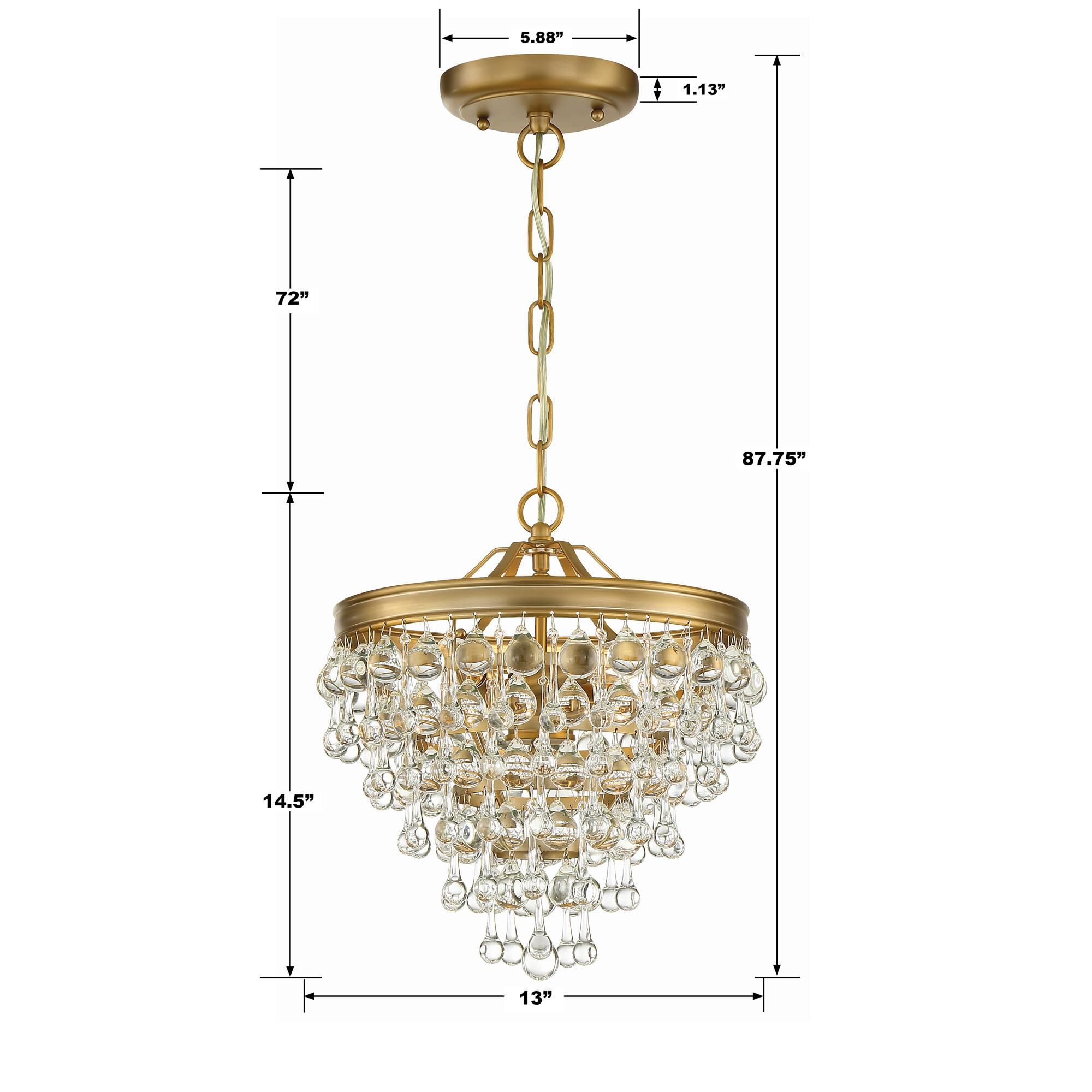 Shown in Vibrant Gold finish and Clear Glass Drops crystal