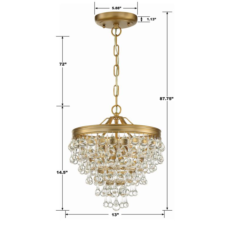 Calypso 13 Inch 3 Light Mini Chandelier by Crystorama