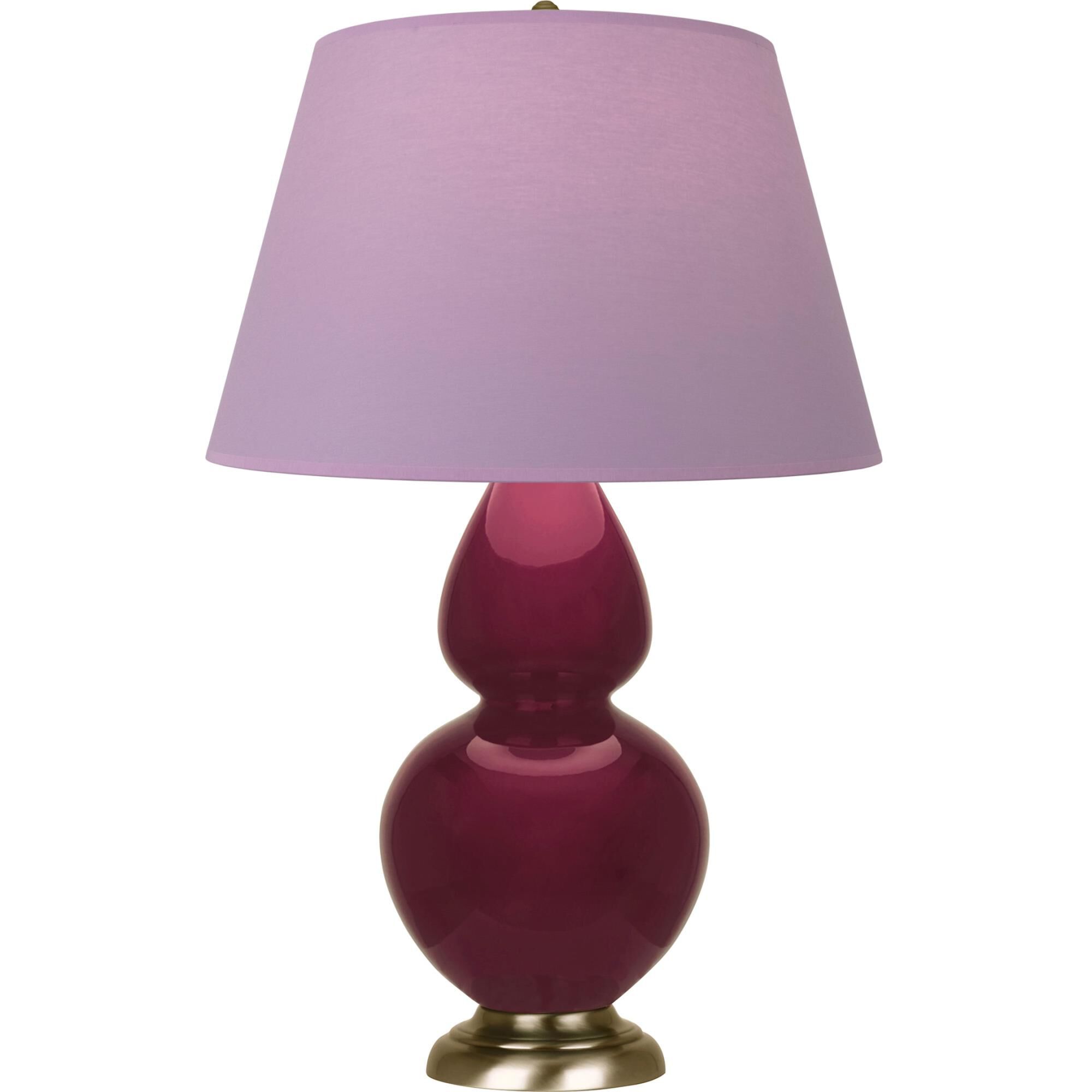 Shown in Sugar Plum Glazed finish and Lavender with Plum Lining shade and Antique Brass accent