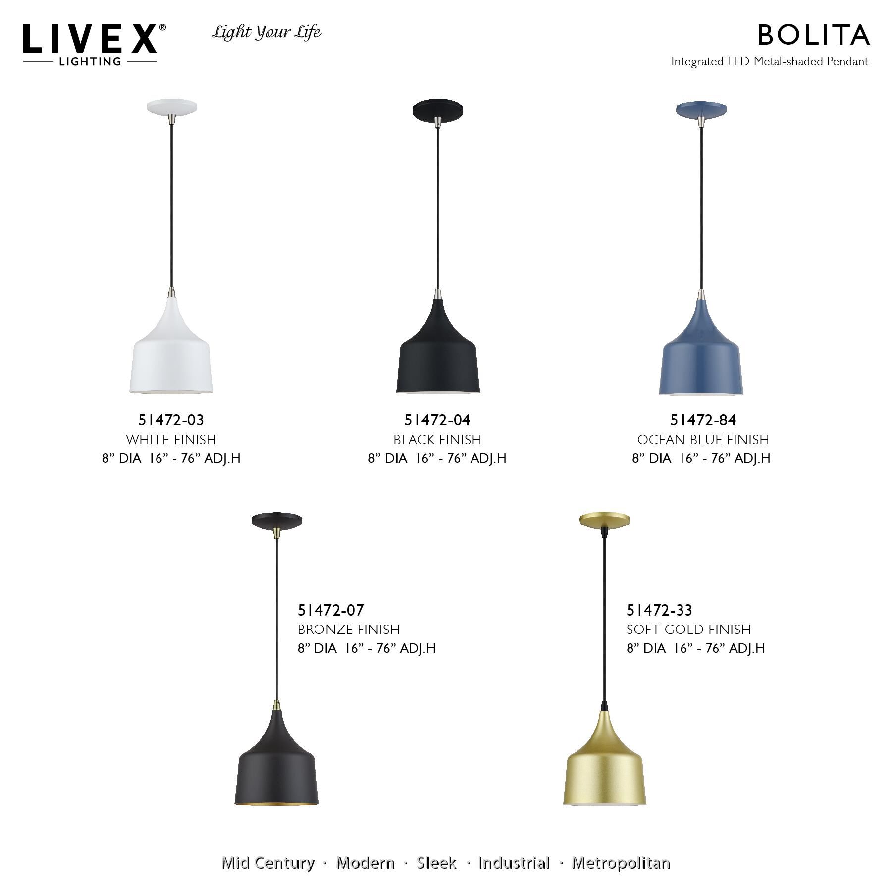 Bolita 8 Inch Mini Pendant by Livex Lighting