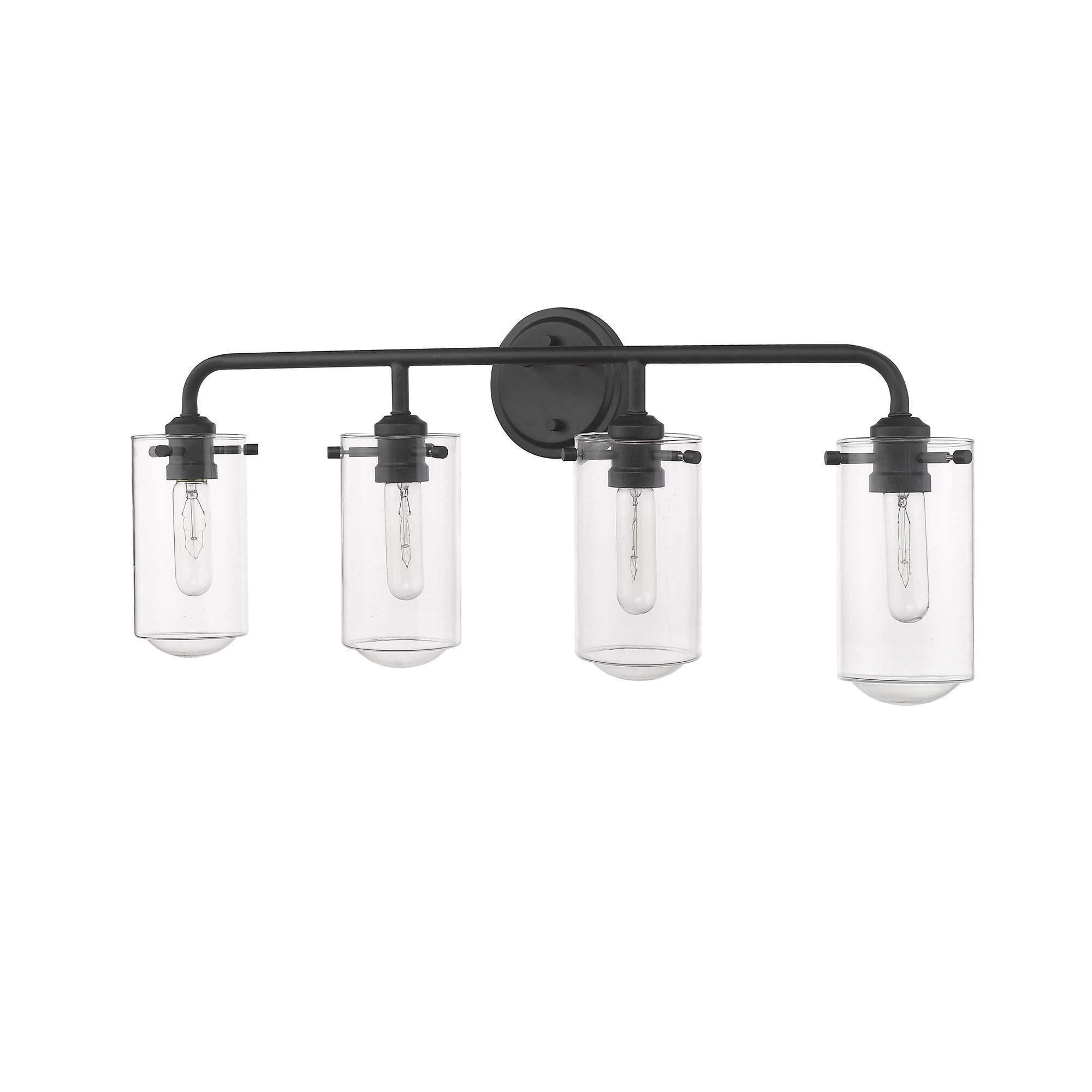 Shown in Matte Black finish and Glass shade