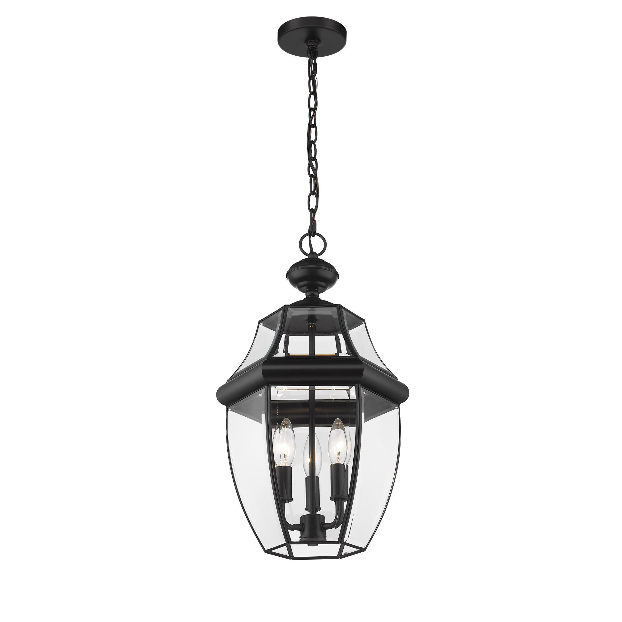 Shown in Black finish and Glass shade