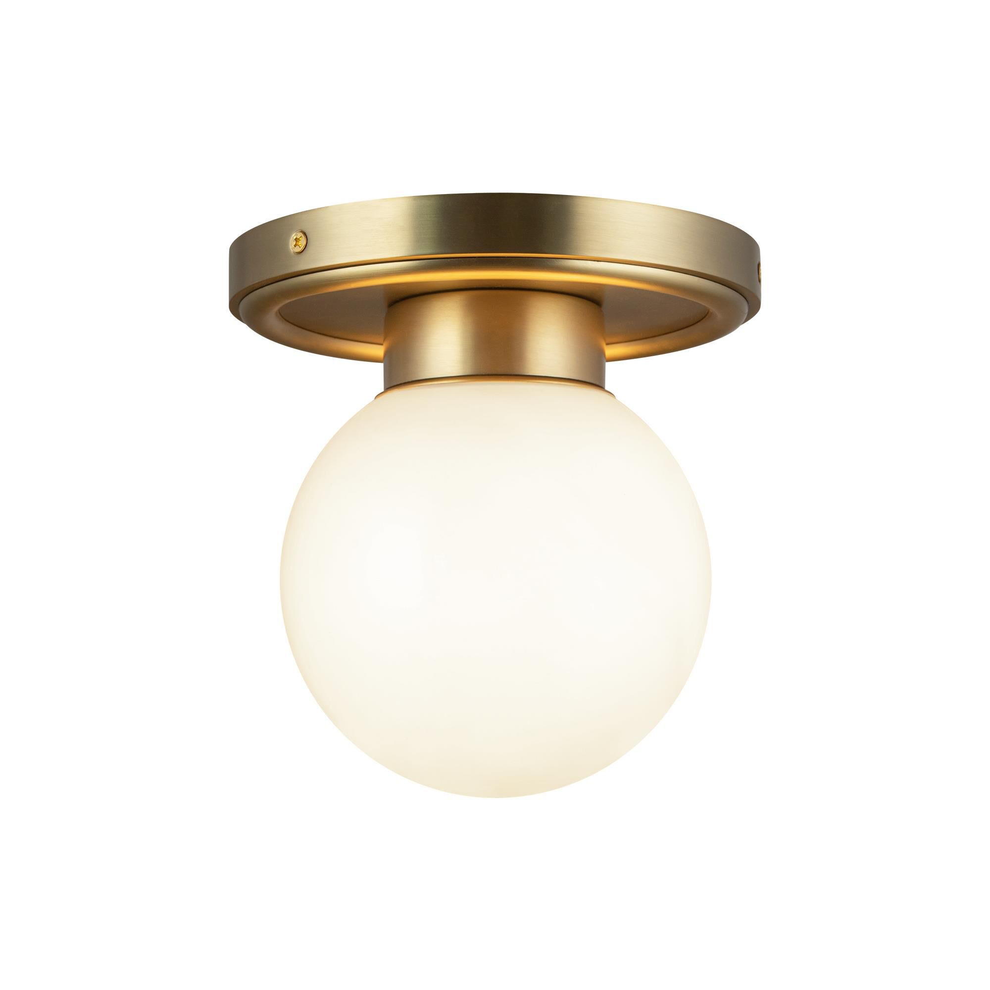 Shown in Brushed Gold/Glossy Opal Glass|matte Black/Glossy Opal Glass finish and Glossy Opal glass and Glossy Opal Glass shade