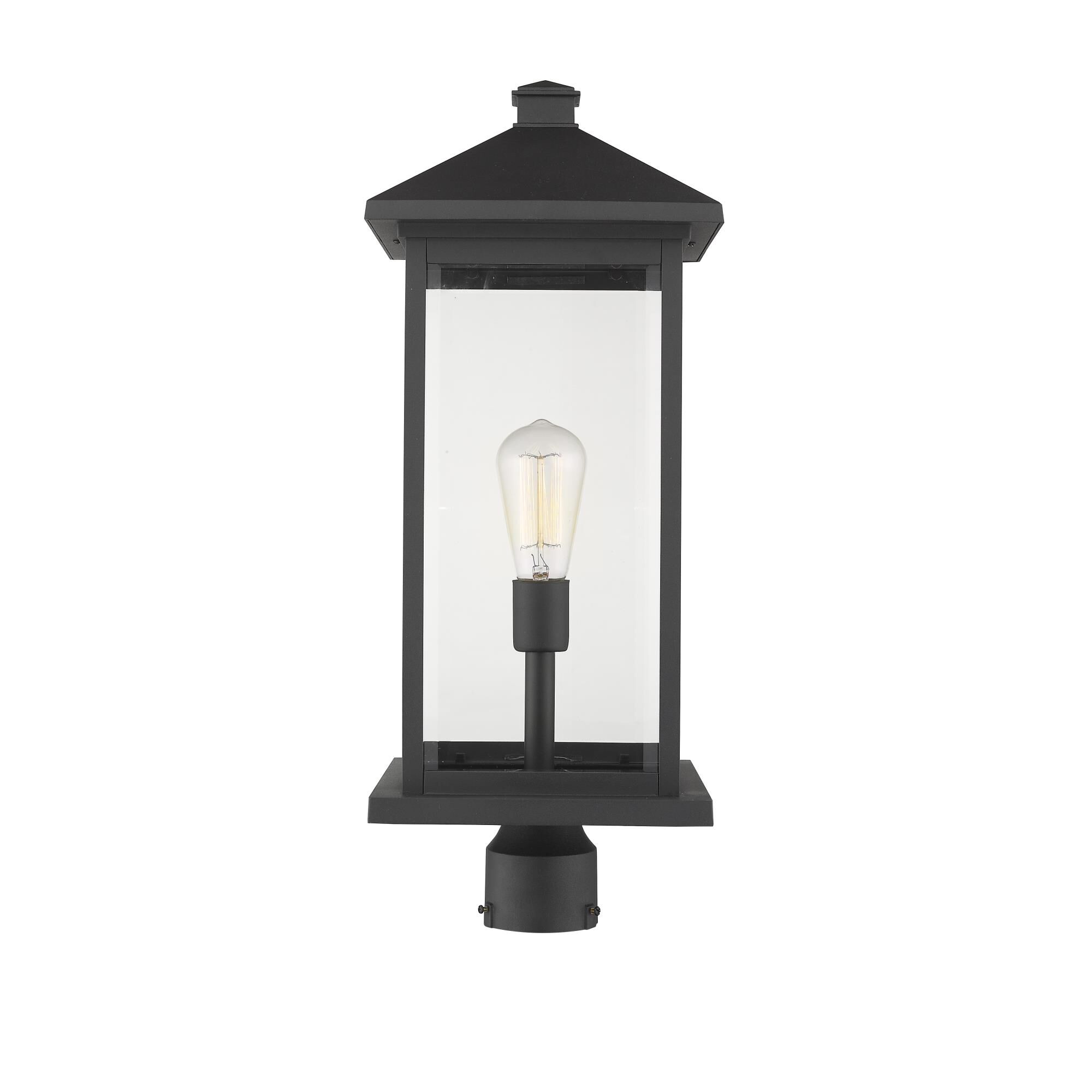 Shown in Black finish and Glass shade
