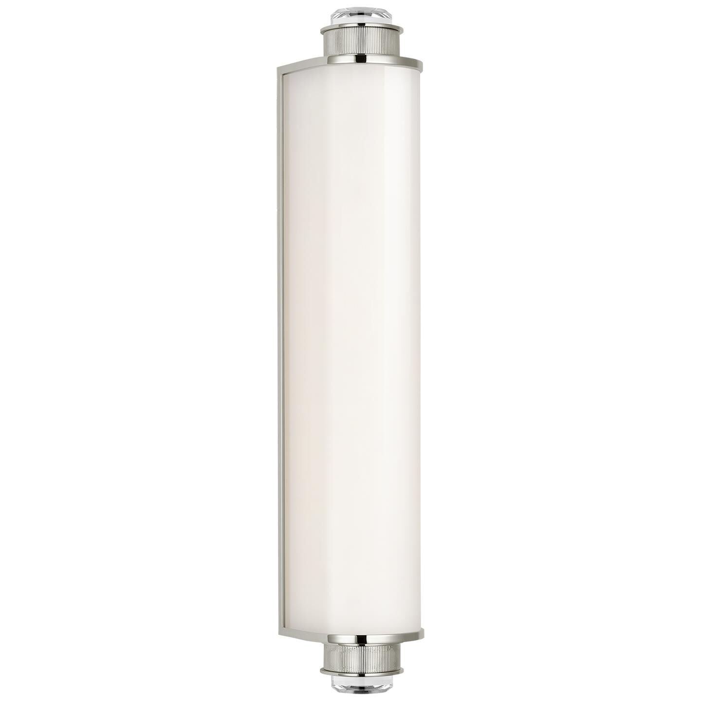 Shown in Polished Nickel finish and White glass