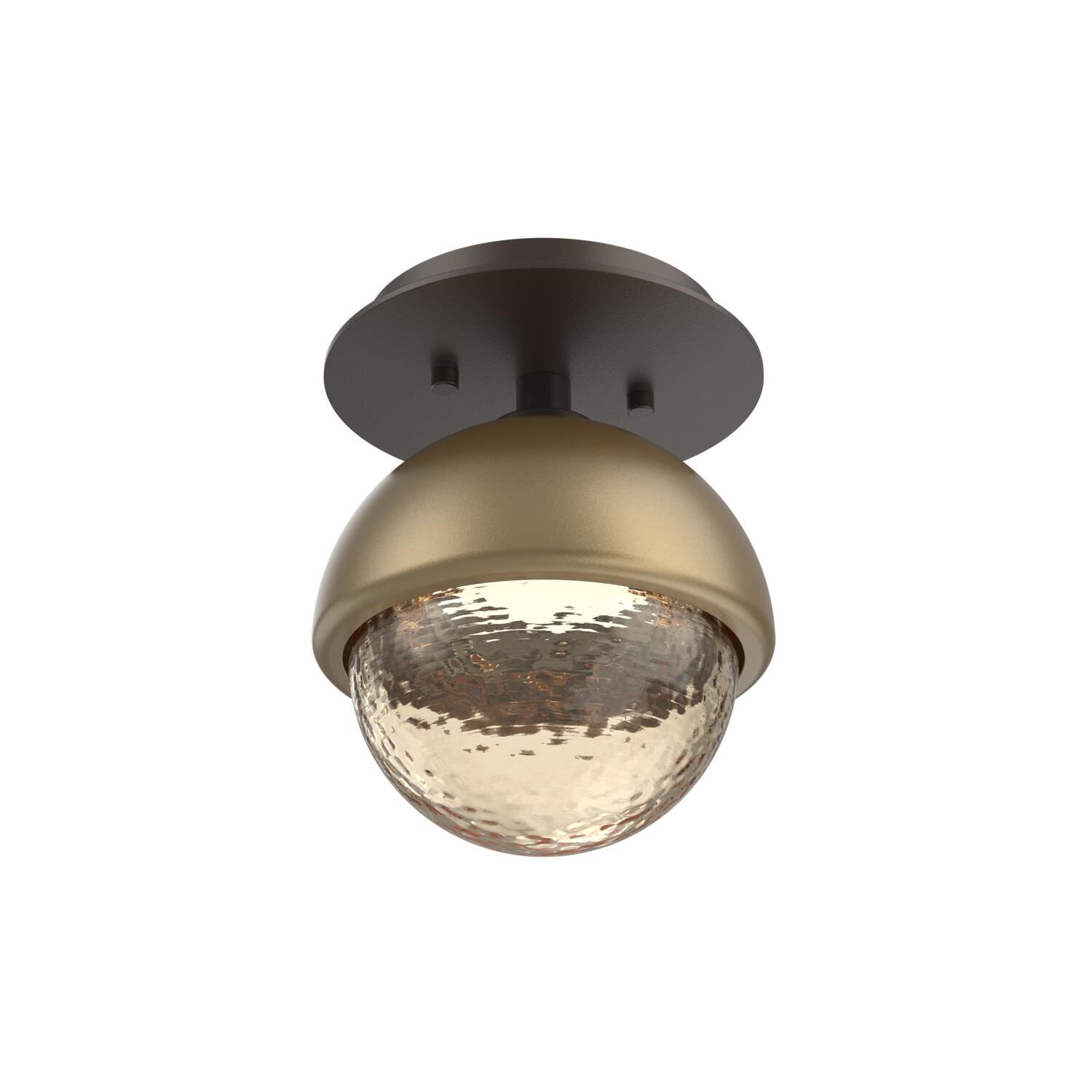 Shown in Flat Bronze finish and Amber glass and Gilded Brass accent