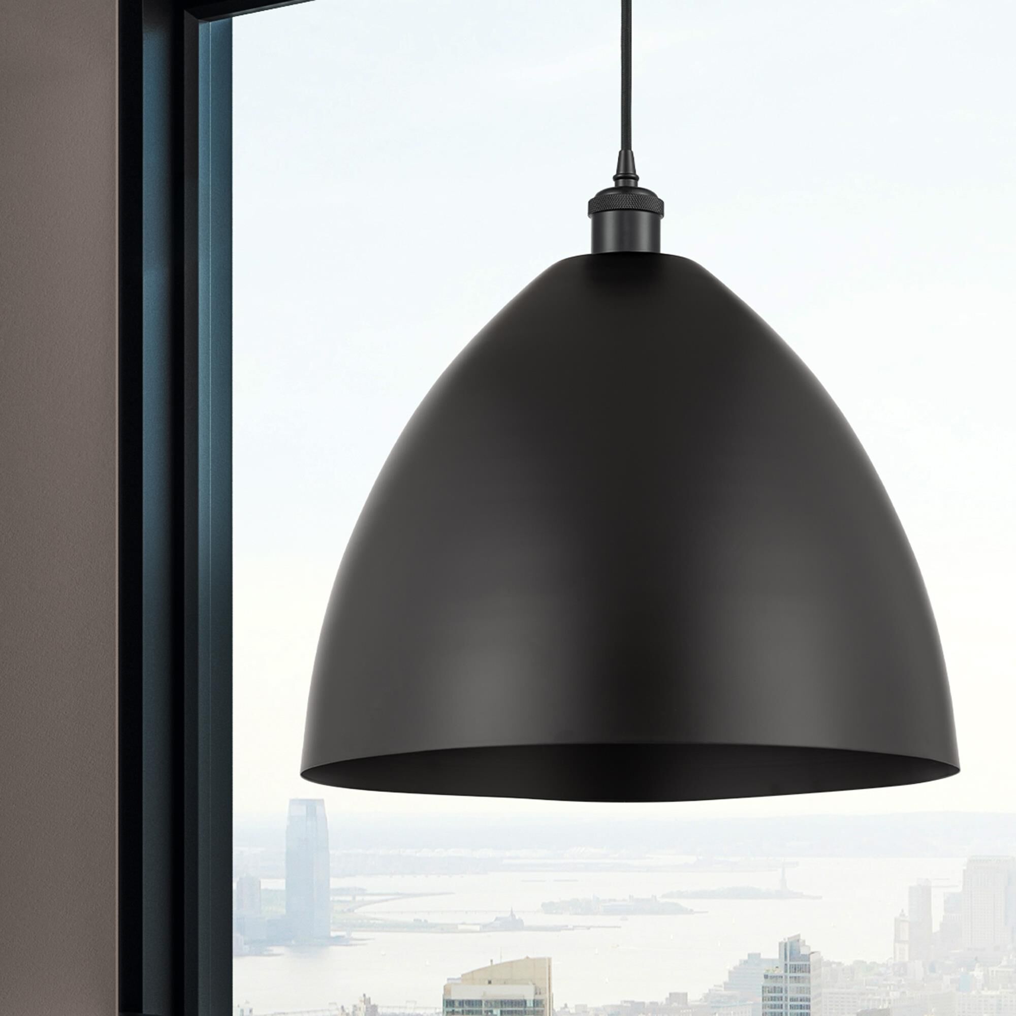 Shown in Matte Black finish and Matte Black Ballston Dome shade